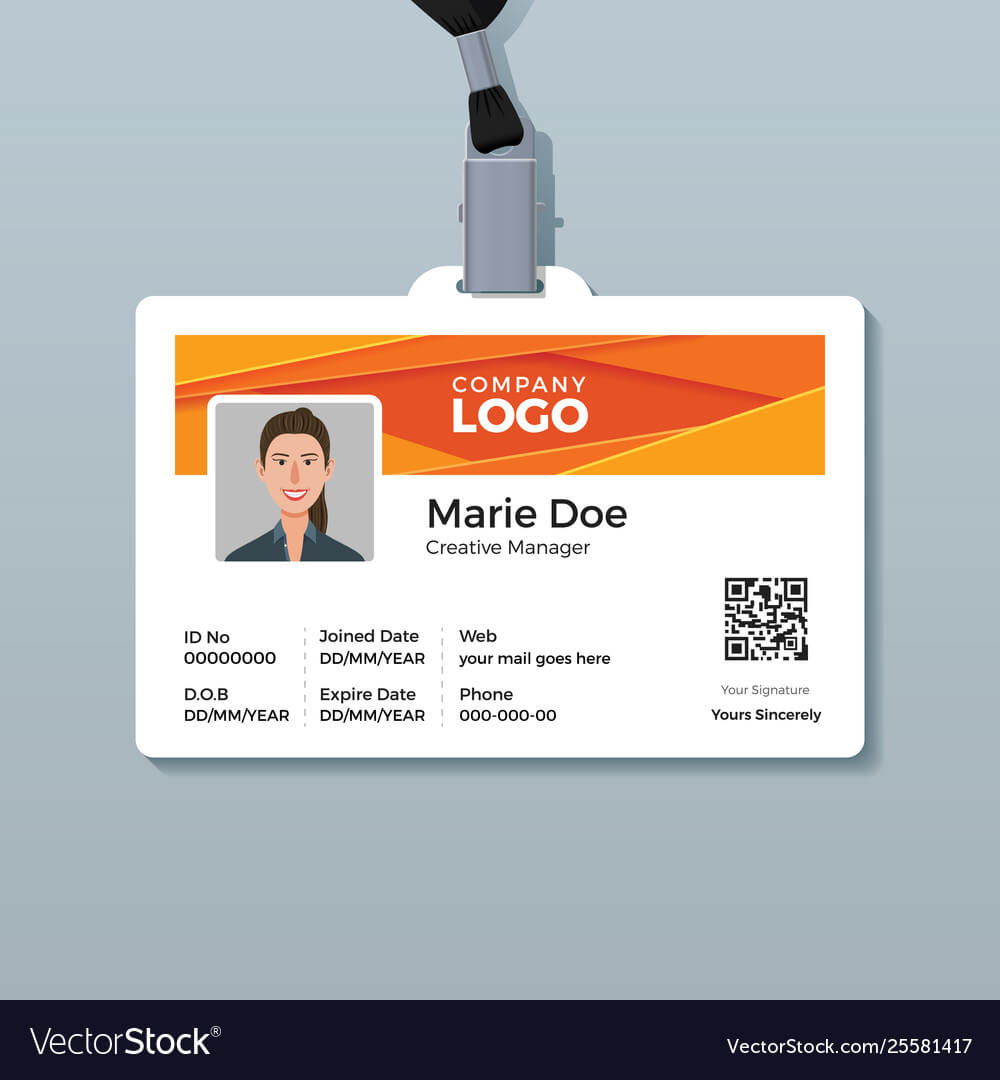 Corporate Id Card Template With Modern Abstract Inside Work Id Card Template
