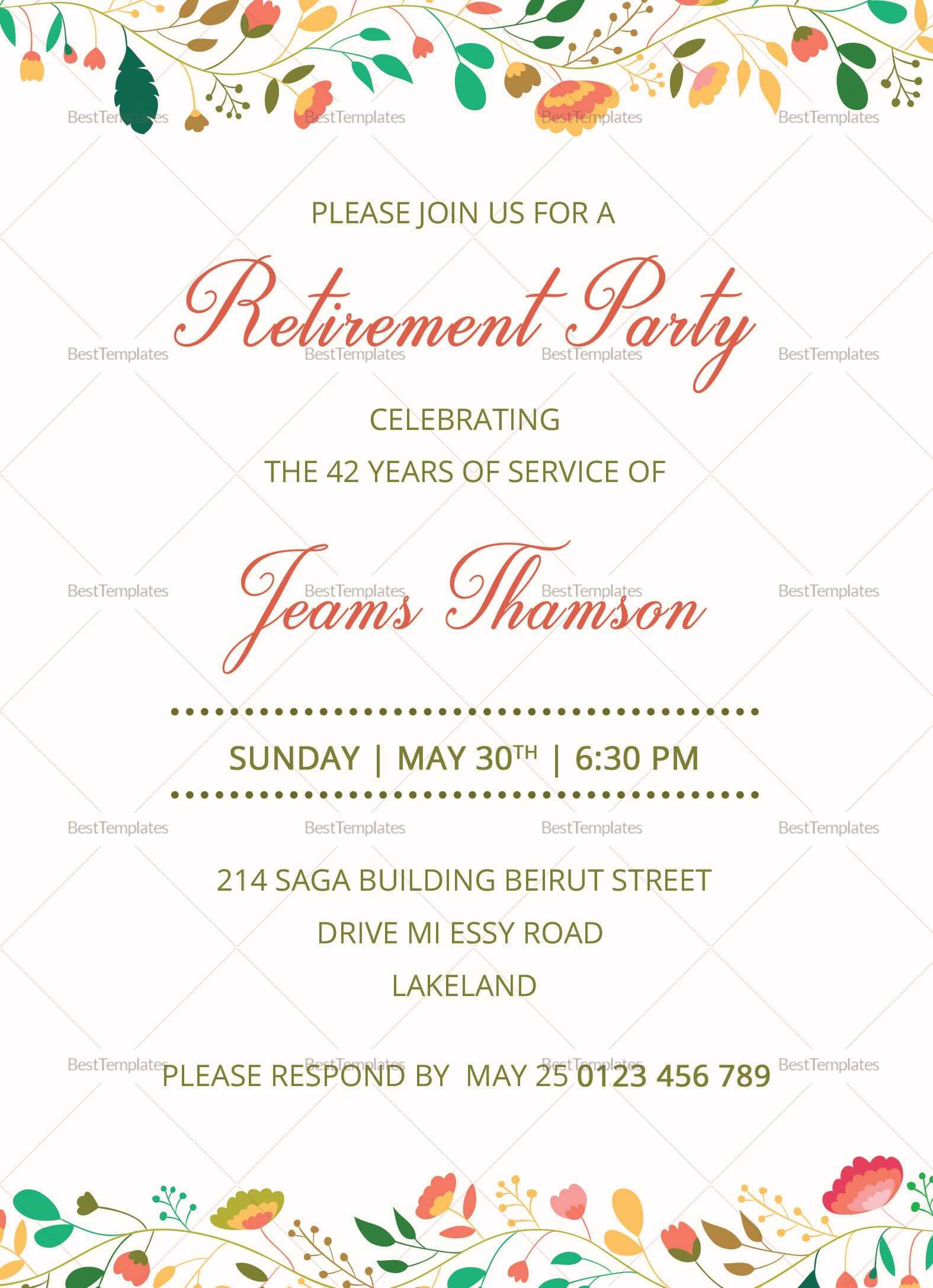 Free Printable Retirement Place Cards