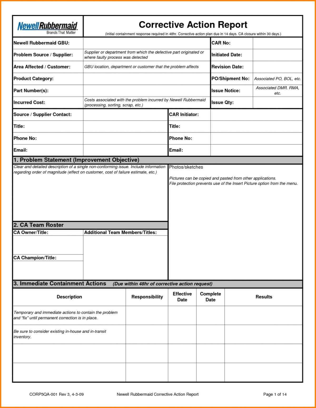 Corrective Action Report Template 5 – Guatemalago In Corrective Action Report Template