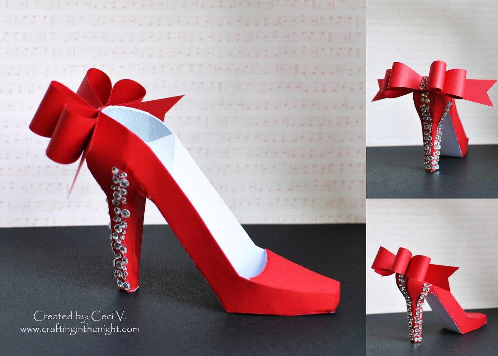 Crafting In The Night: 3D High Heel Shoe – Svgcuts In High Heel Shoe Template For Card