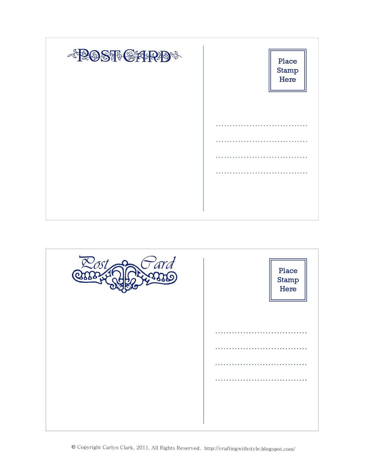 Crafting With Style: Free Postcard Templates | Free Regarding Post Cards Template