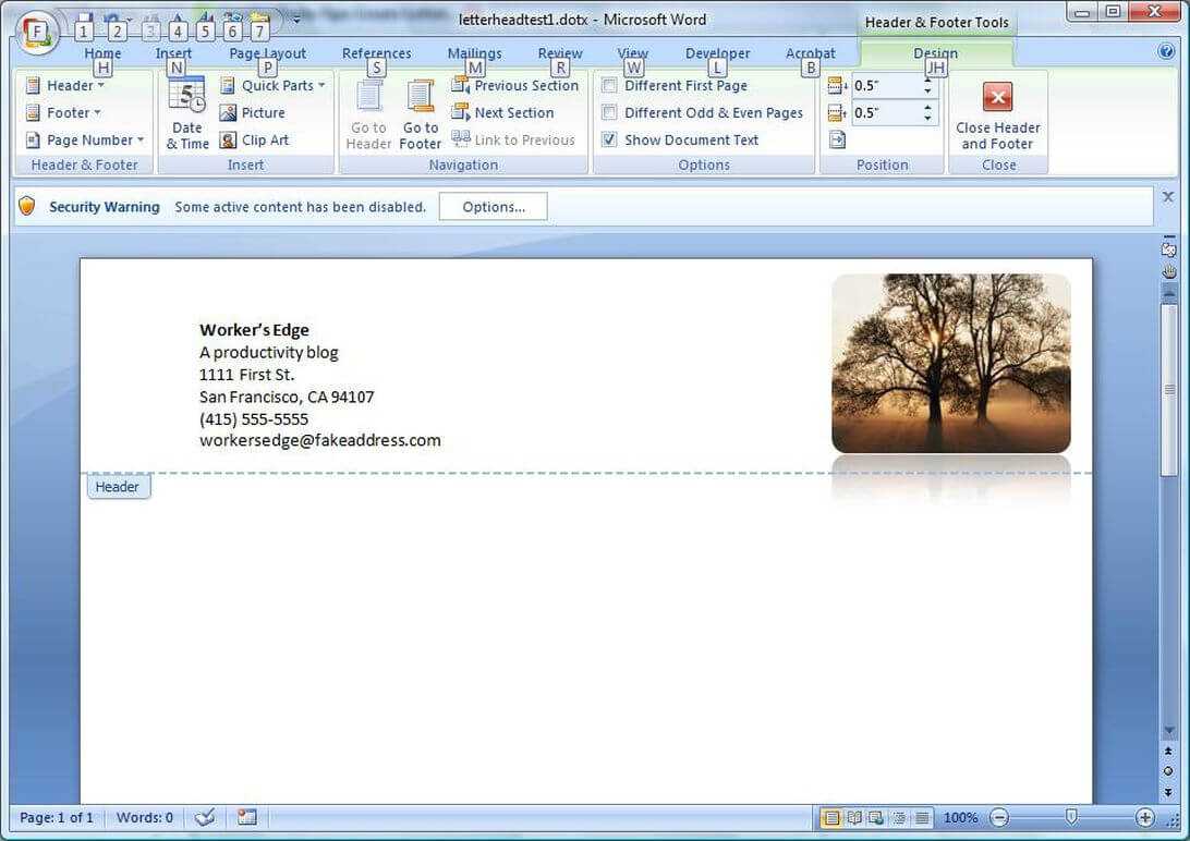 Create A Letterhead Template In Microsoft Word – Cnet With Regard To How To Insert Template In Word