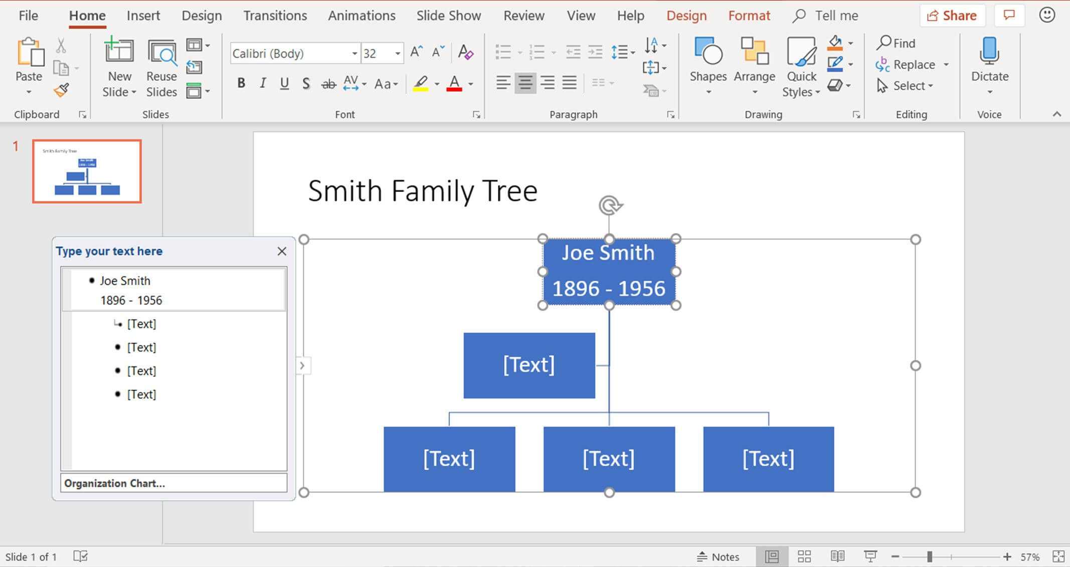 Create Family Trees Using Powerpoint Organization Chart For Powerpoint Genealogy Template