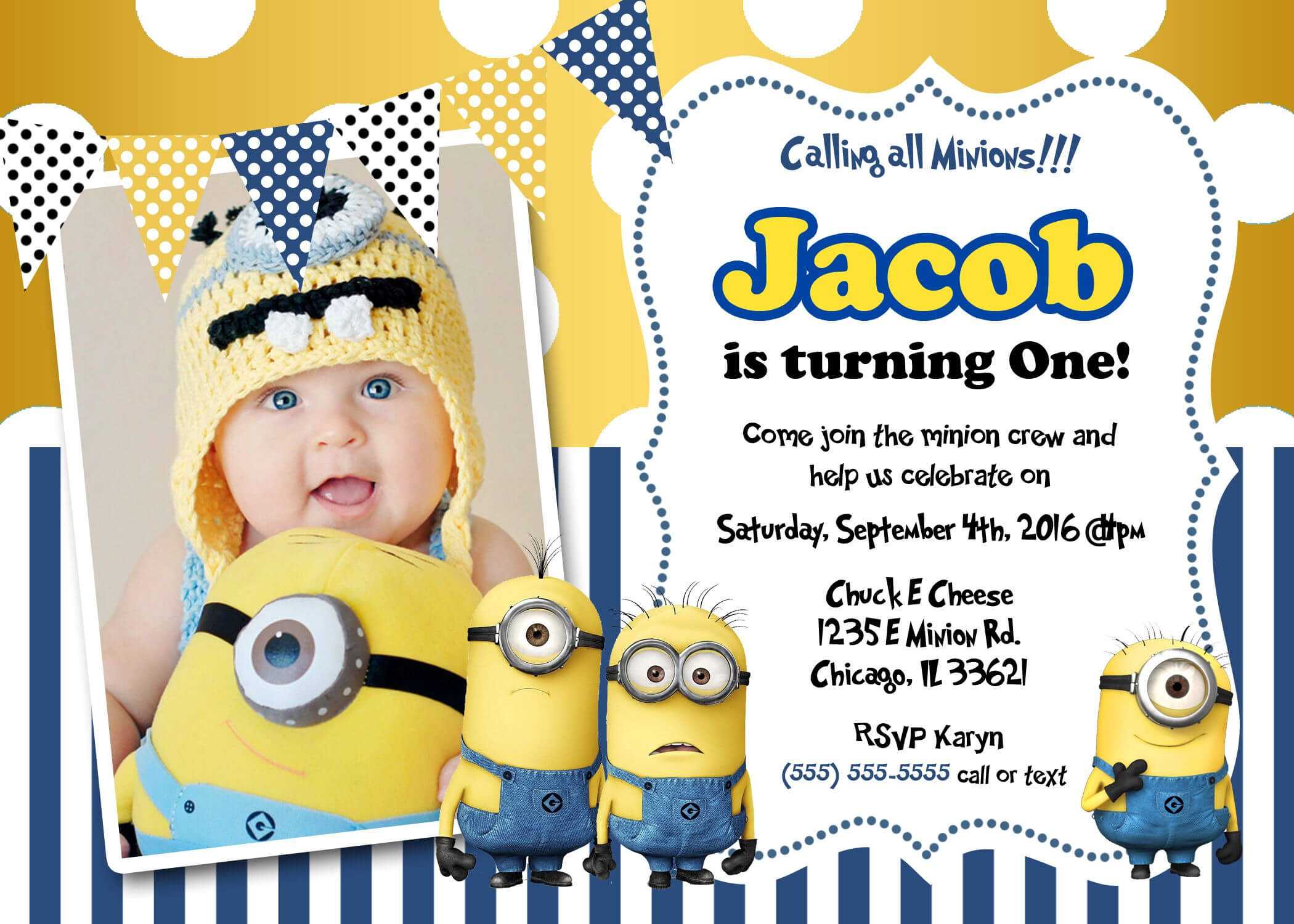 Create Own Minion Birthday Invitations Templates For Create Inside Minion Card Template