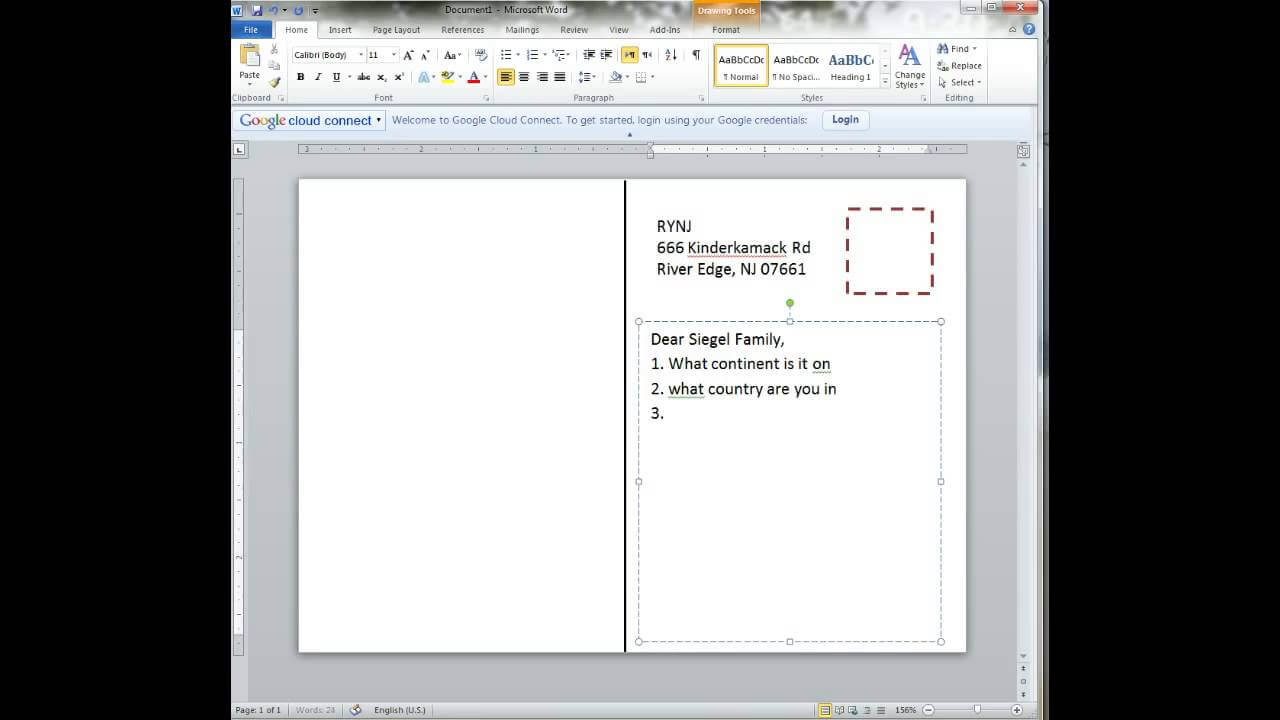 Creating A Postcard In Word Throughout Microsoft Word 4X6 Postcard Template