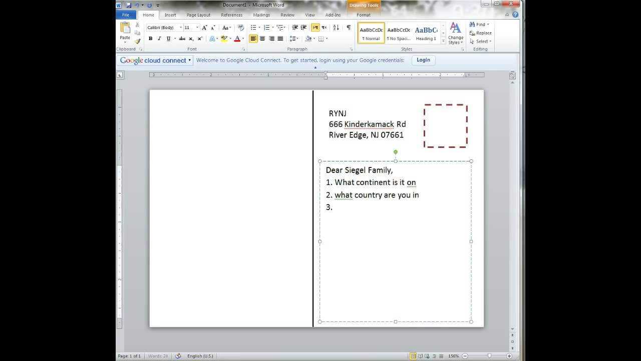 Creating A Postcard In Word Throughout Microsoft Word 4X6 Postcard Template