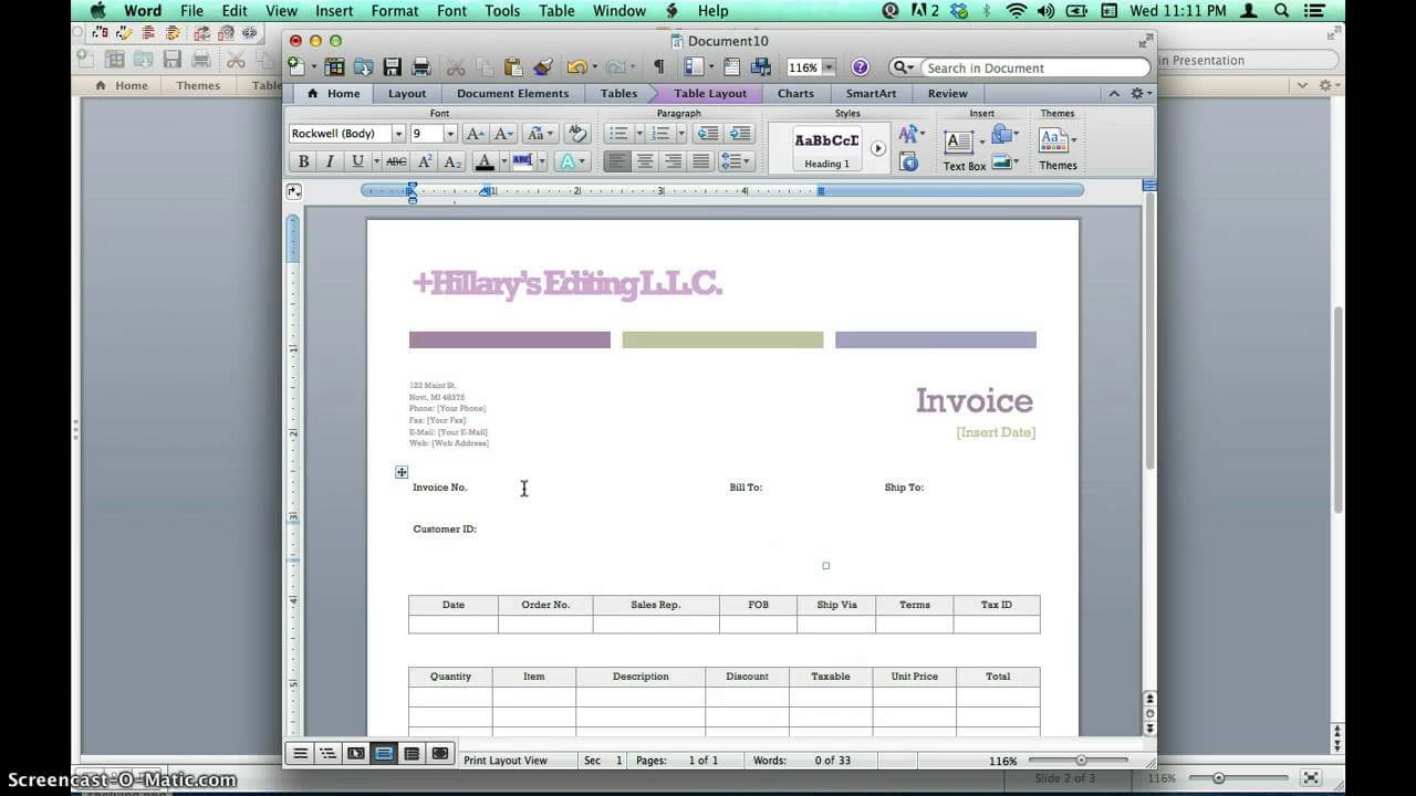 Creating Invoices Using Microsoft Word Templates Intended For Microsoft Office Word Invoice Template