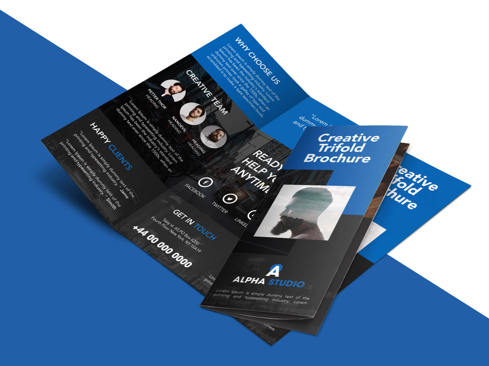 Creative Agency Trifold Brochure Free Psd Template Inside 3 Fold Brochure Template Psd