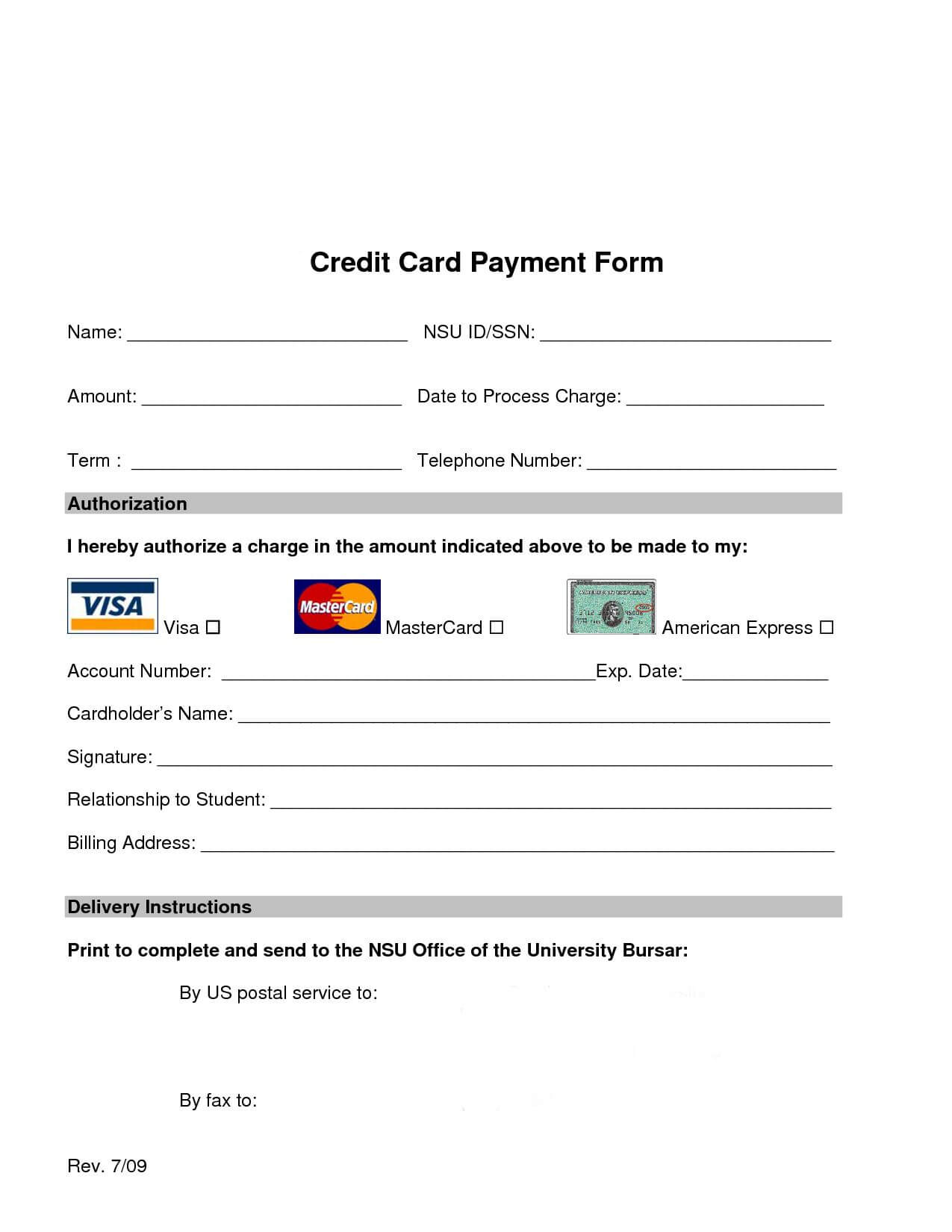Credit Card Processing Form | Words, Cards, Web Design Regarding Credit Card Payment Slip Template