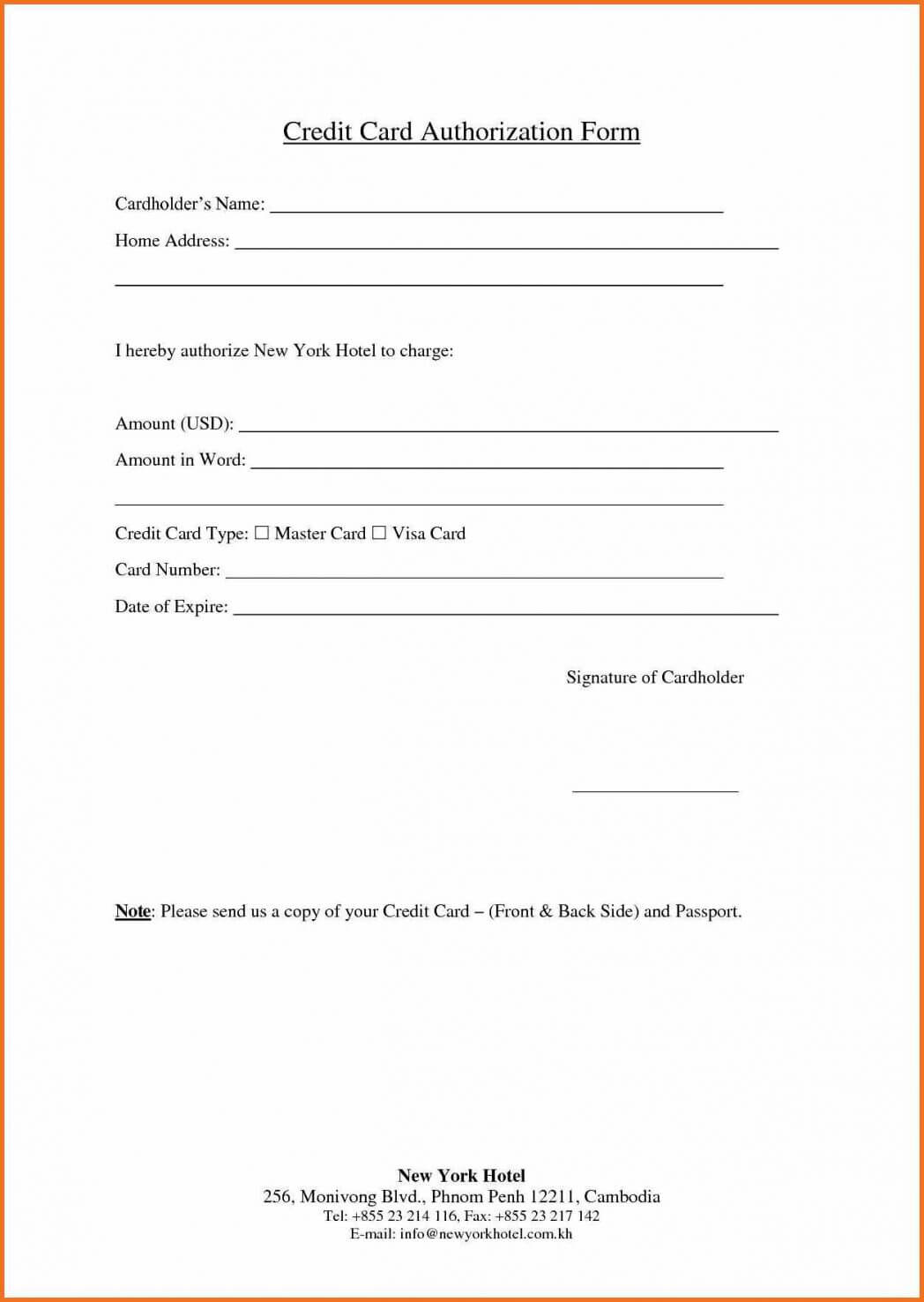 Credit Check Authorization Form For Business Sample 88 Easy Throughout Credit Card Authorization Form Template Word