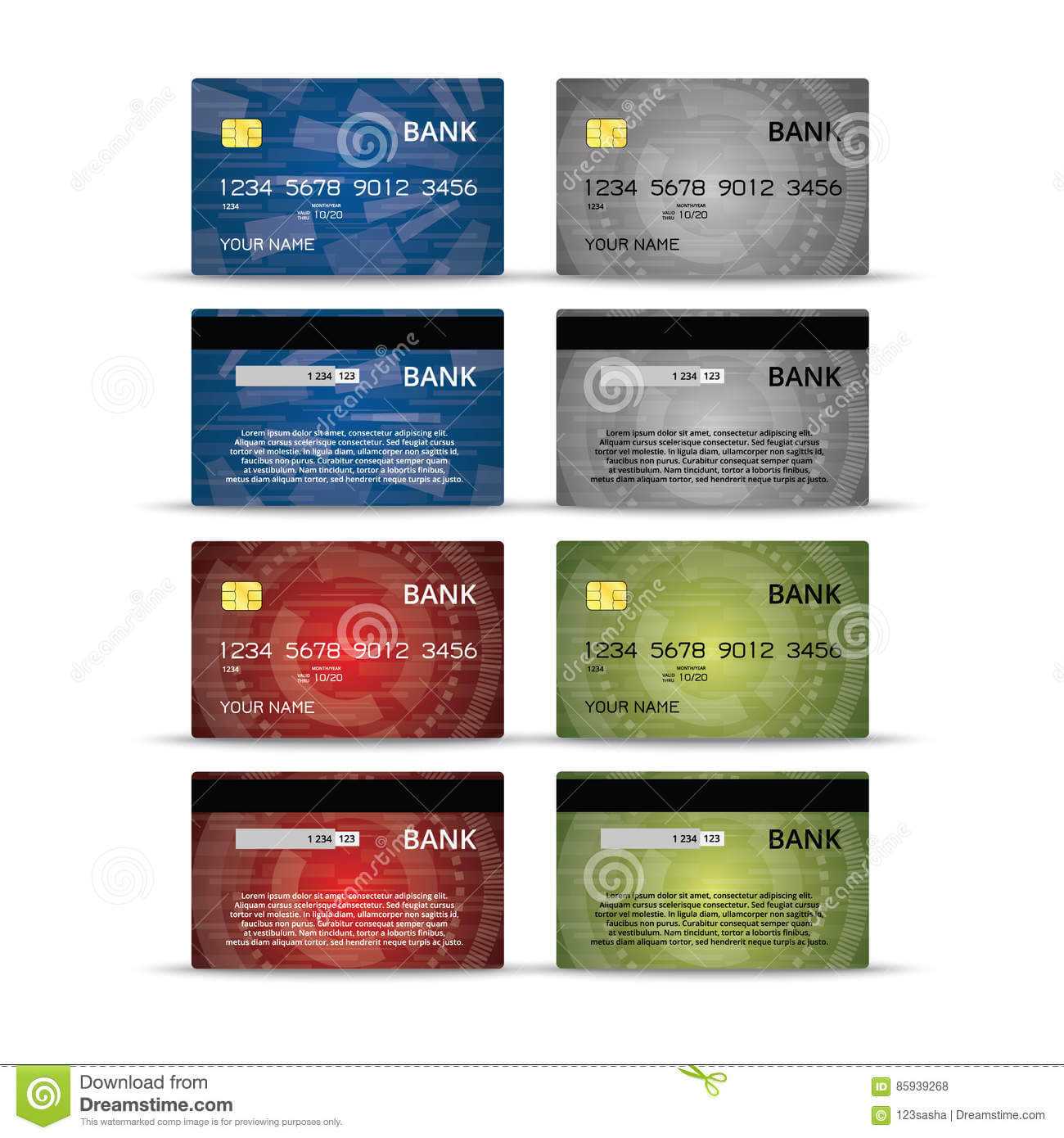 Credit Or Debet Cards Design Set Stock Vector – Illustration Throughout Credit Card Templates For Sale