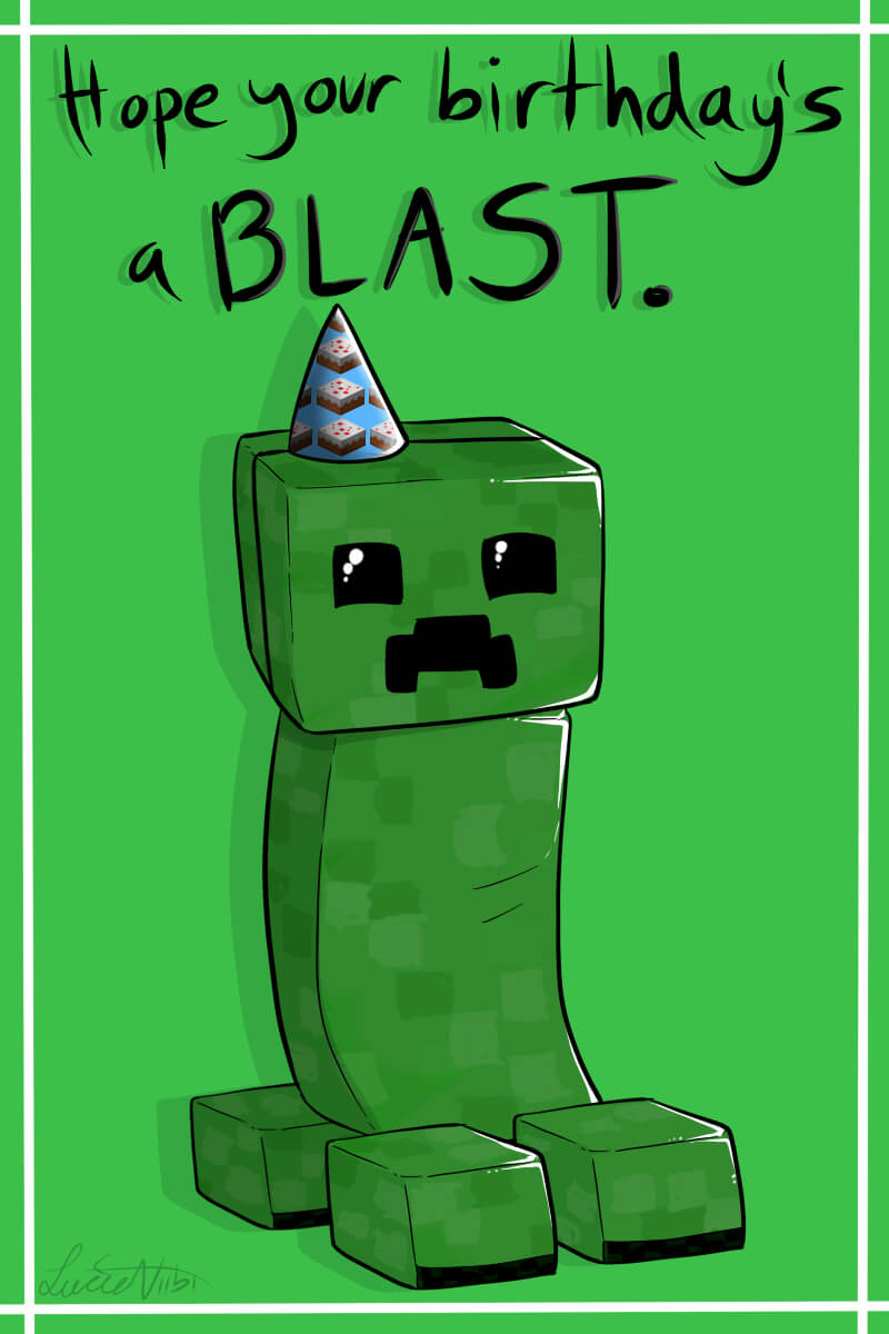 Creeper Birthday Cardlucieniibi.deviantart On In Minecraft Birthday Card Template