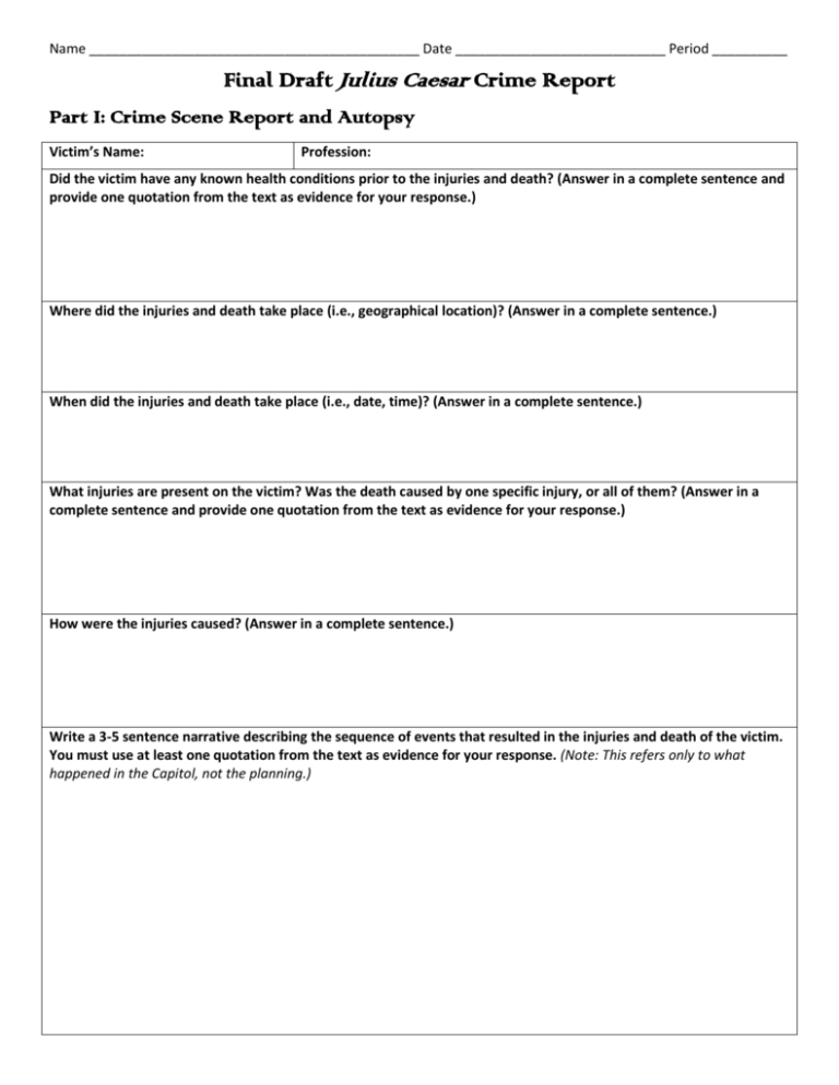 Crime Scene Report Template