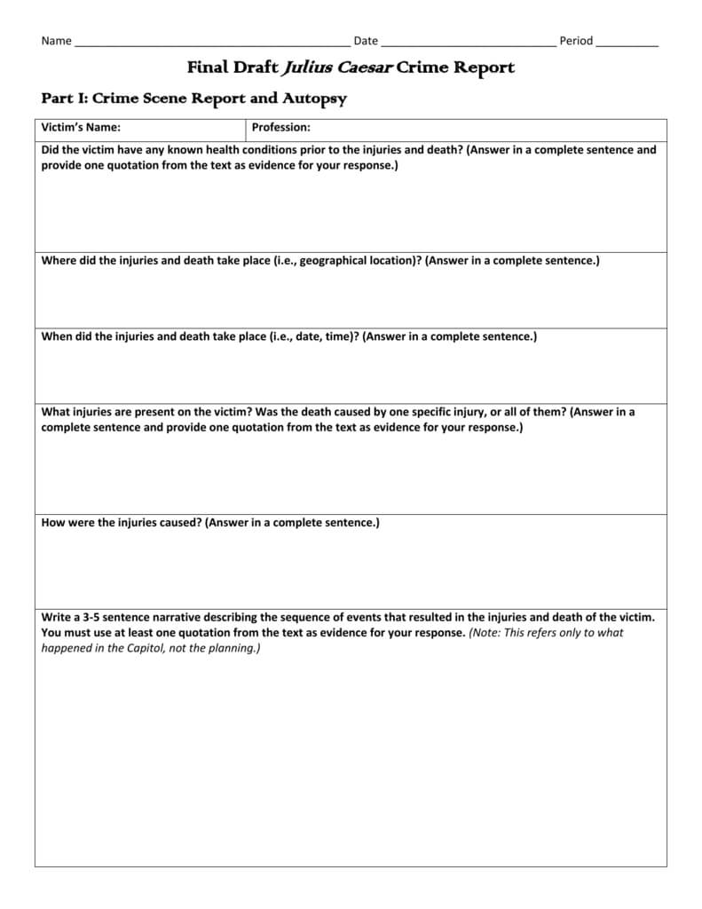 Crime Scene Report And Autopsy Inside Crime Scene Report Template