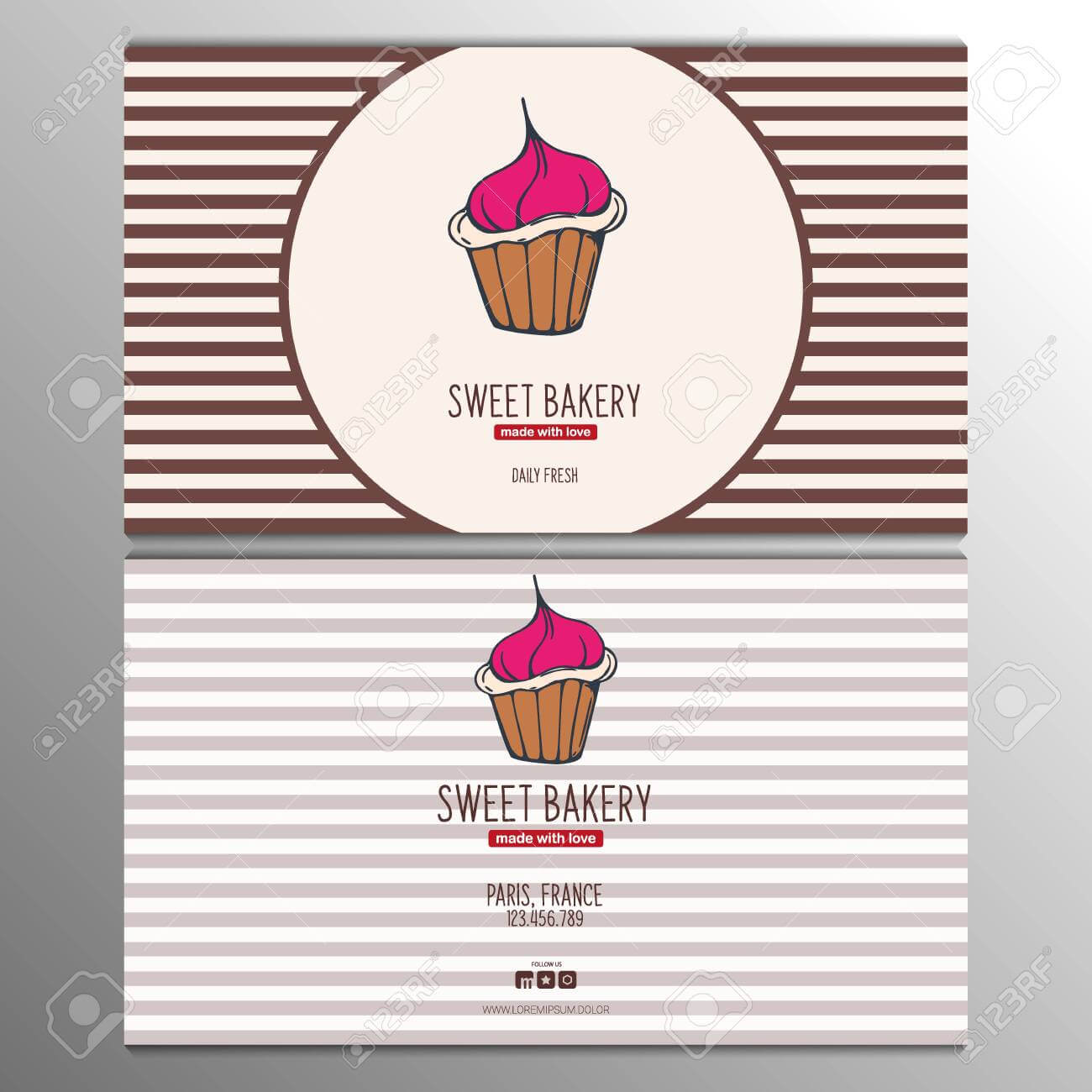 Cupcake Or Cake Business Card Template For Bakery Or Pastry. For Cake Business Cards Templates Free