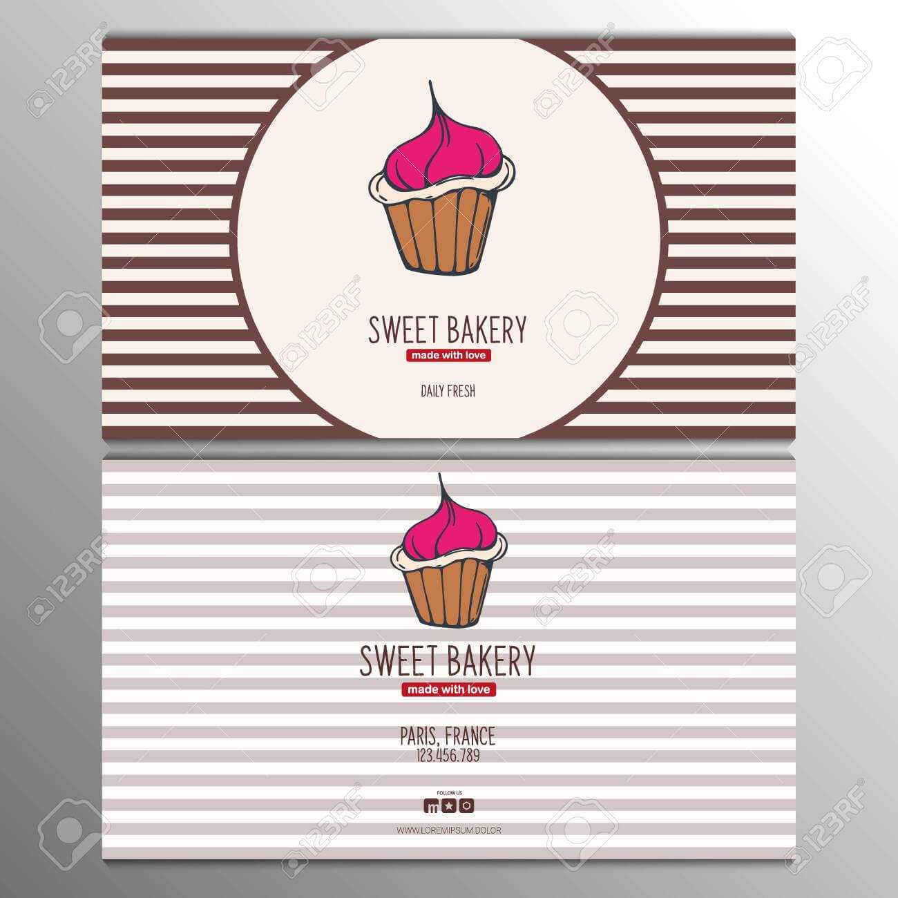 Cupcake Or Cake Business Card Template For Bakery Or Pastry. For Cake Business Cards Templates Free