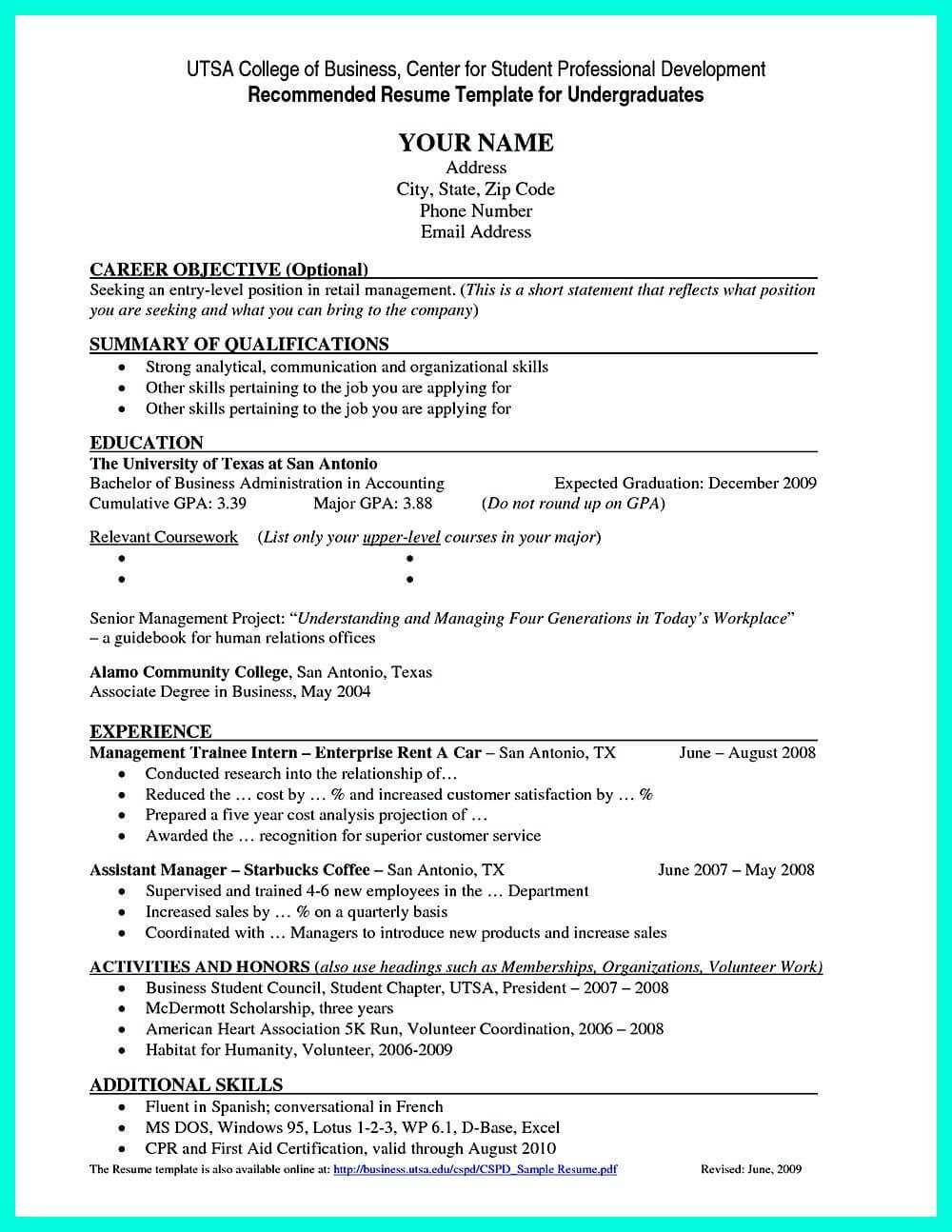 Current College Student Resume Is Designed For Fresh With Regard To 