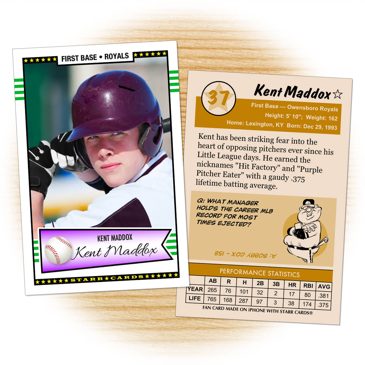 Custom Baseball Cards – Retro 50™ Series Starr Cards Regarding Custom Baseball Cards Template