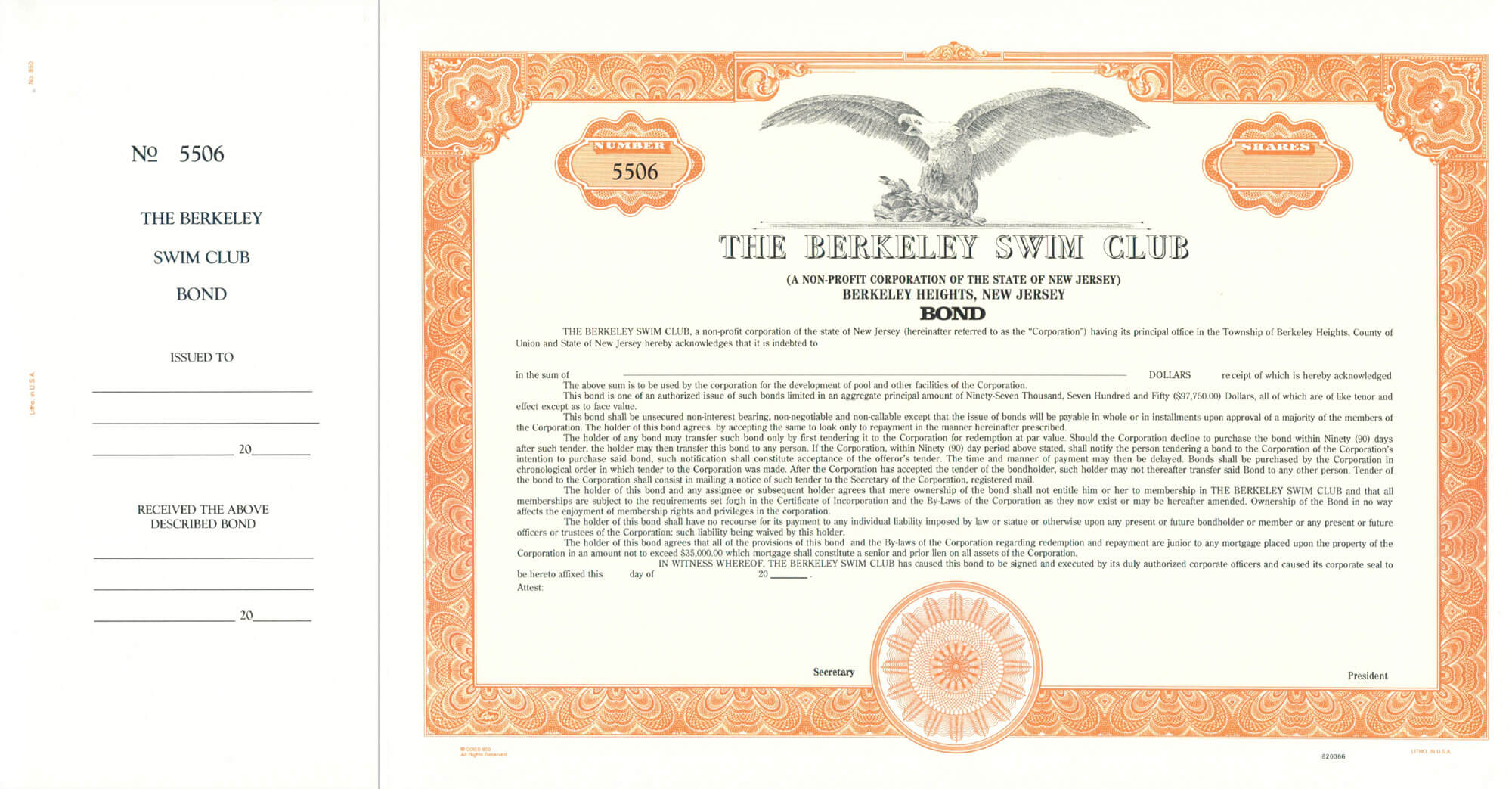 Custom Bond Certificate – Goes #850Or – Corporate Publishing Inside Corporate Bond Certificate Template