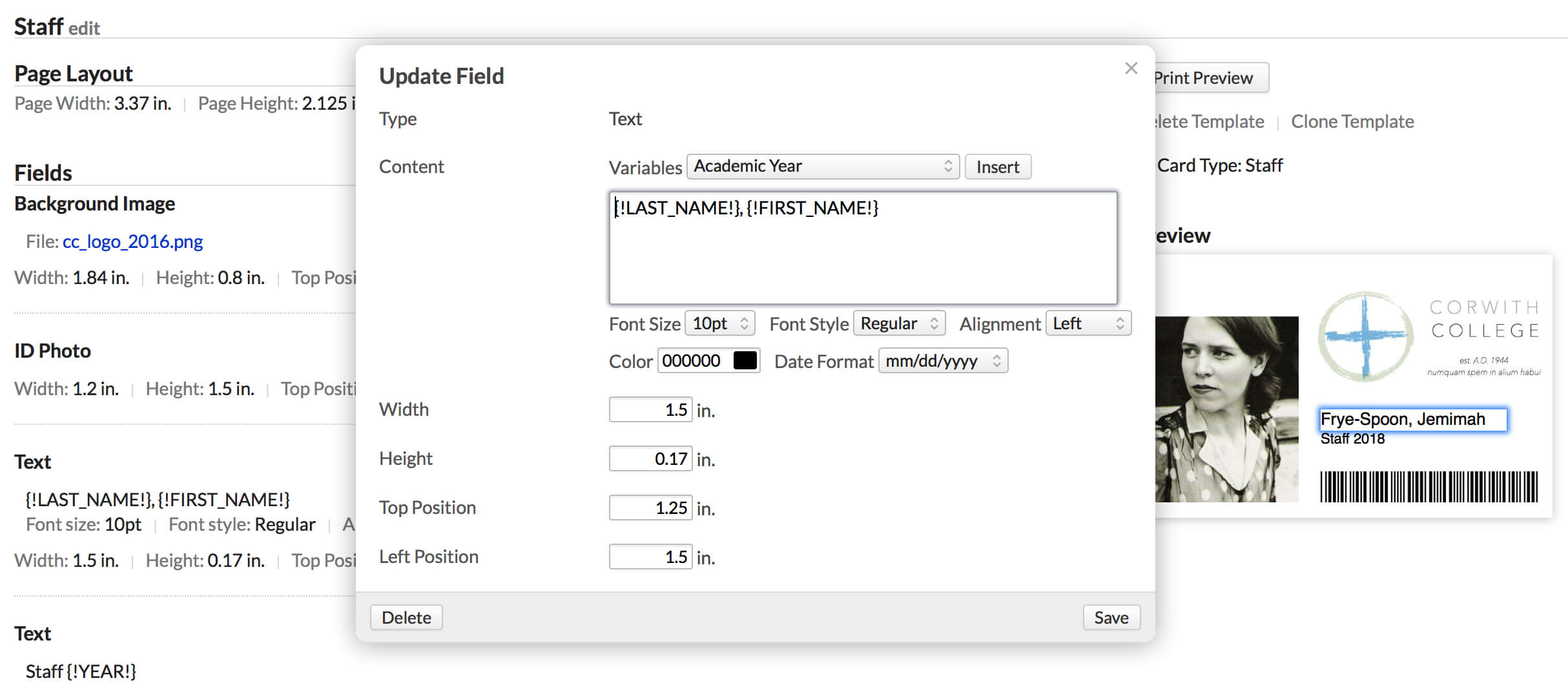 Custom Id Card Templates – Populi Knowledge Base Regarding Faculty Id Card Template