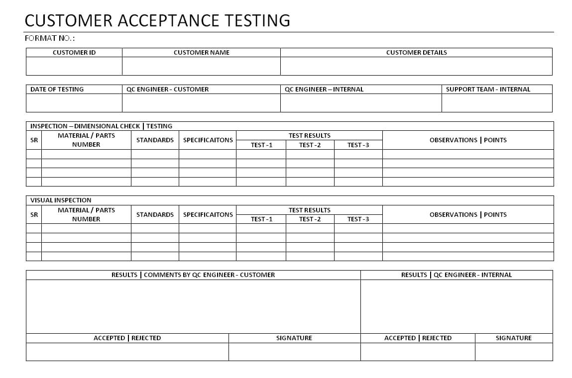 Customer Acceptance Testing - Pertaining To Acceptance Test Report Template