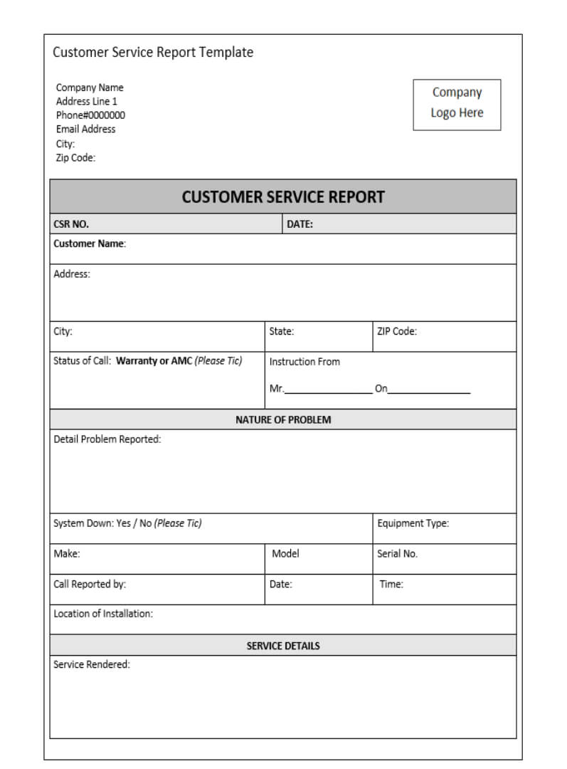 Customer Service Report Template – Excel Word Templates In Technical Service Report Template