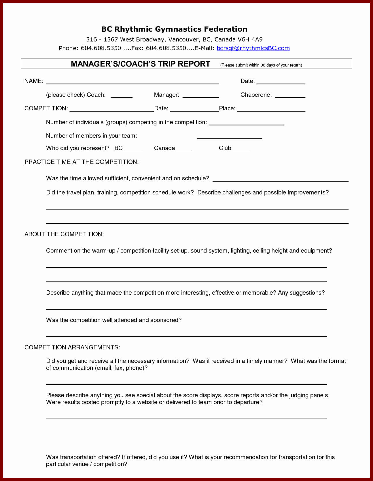 Customer Visit Report Template Free Download For Site Visit Report Template Free Download