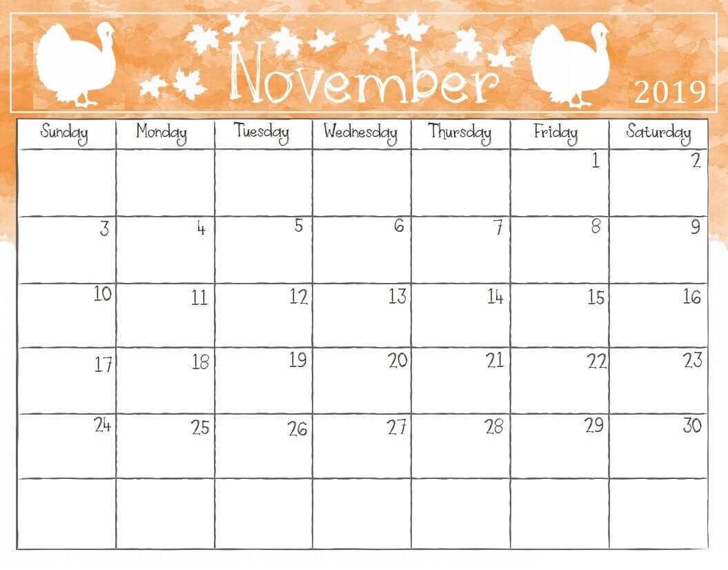 Cute November 2019 Calendar Printable Wallpaper For Kids Intended For Blank Calendar Template For Kids