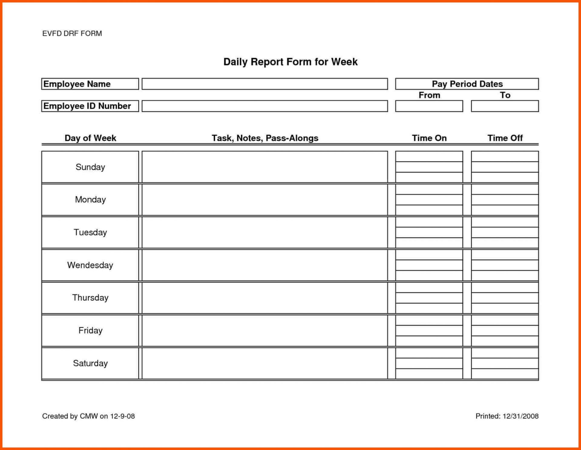 Daily Report Template Letter Sample Teachers Format Pdf Doc Inside Daily Work Report Template