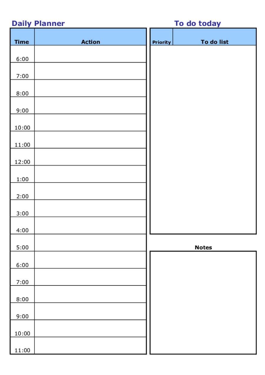 Daily Schedule Template New Blank – Edit, Fill, Sign Online With Regard To Printable Blank Daily Schedule Template