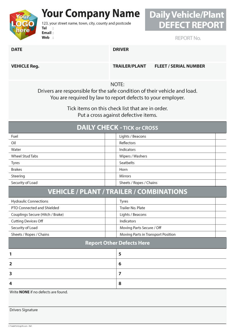 Daily Vehicle Plant Defect Report Template 4 | Tpuk Mobile With Mobile Book Report Template