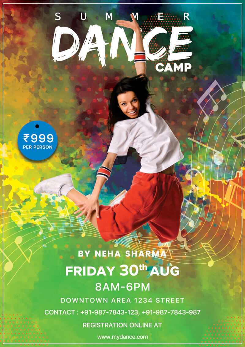 Dance Camp Flyer Free Psd Template | Psddaddy Inside Dance Flyer Template Word