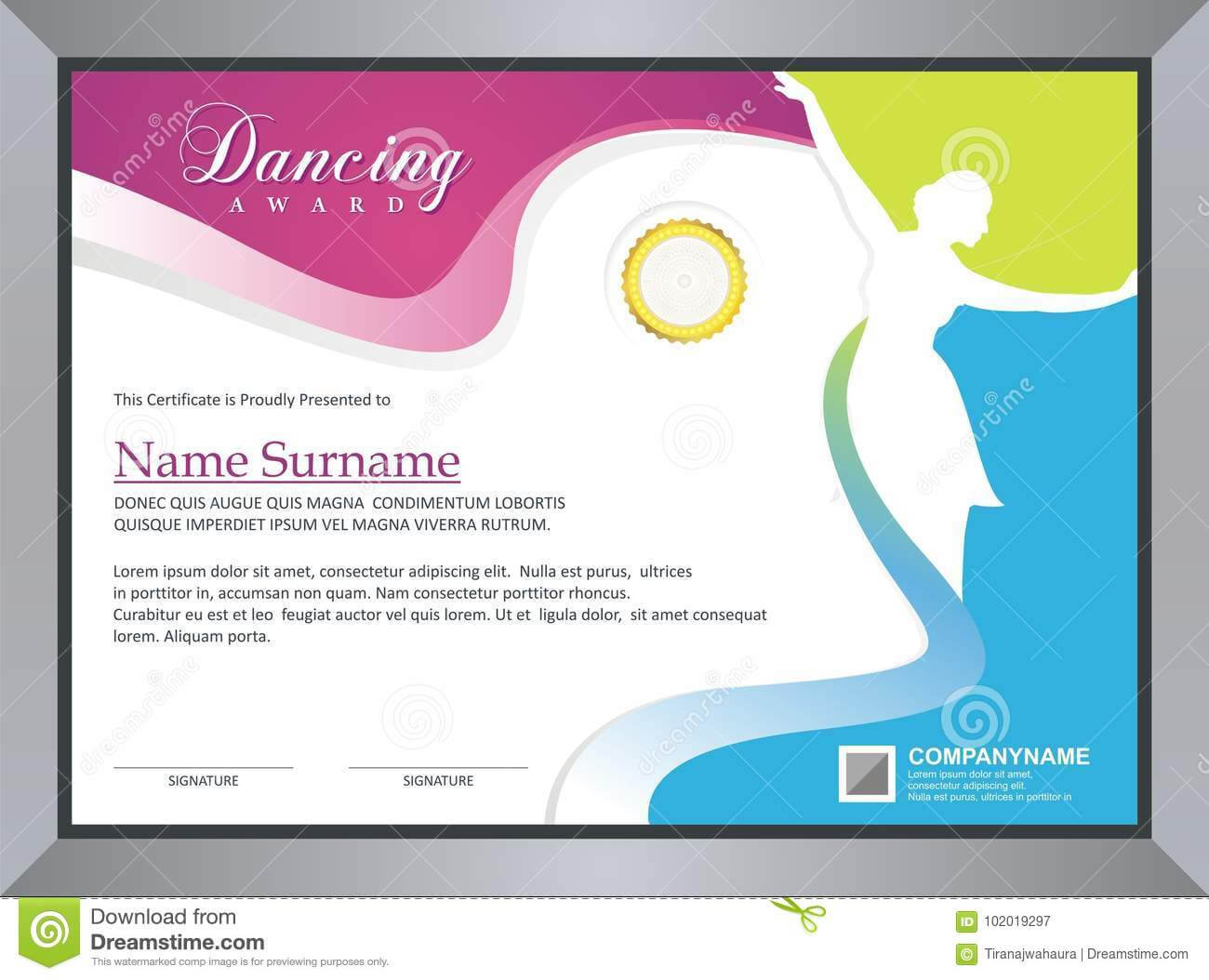 Dancing Certificate Stock Vector. Illustration Of Throughout Dance Certificate Template