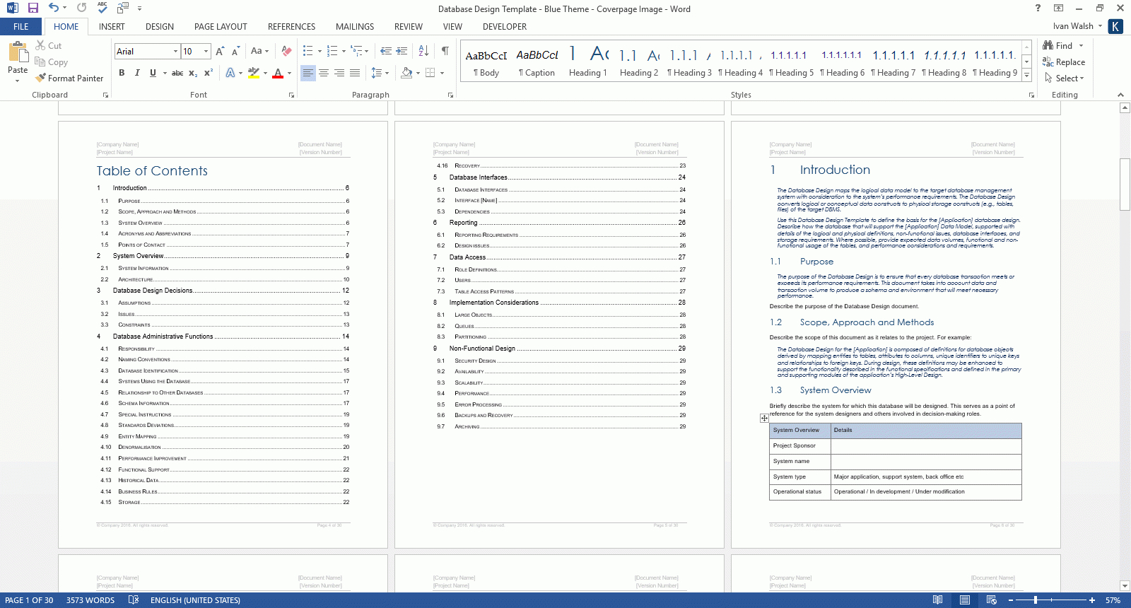 Database Design Document Ms Word Template Ms Excel Data For database-design-document-ms-word-template-ms-excel-data-for