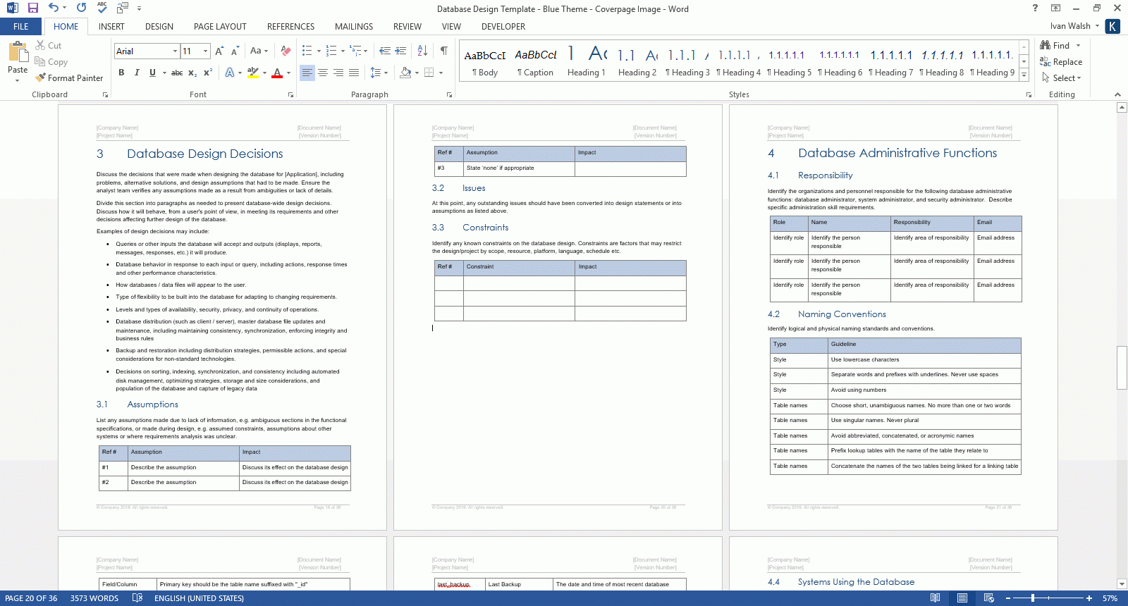 Database Design Document (Ms Word Template + Ms Excel Data Inside Logic Model Template Microsoft Word