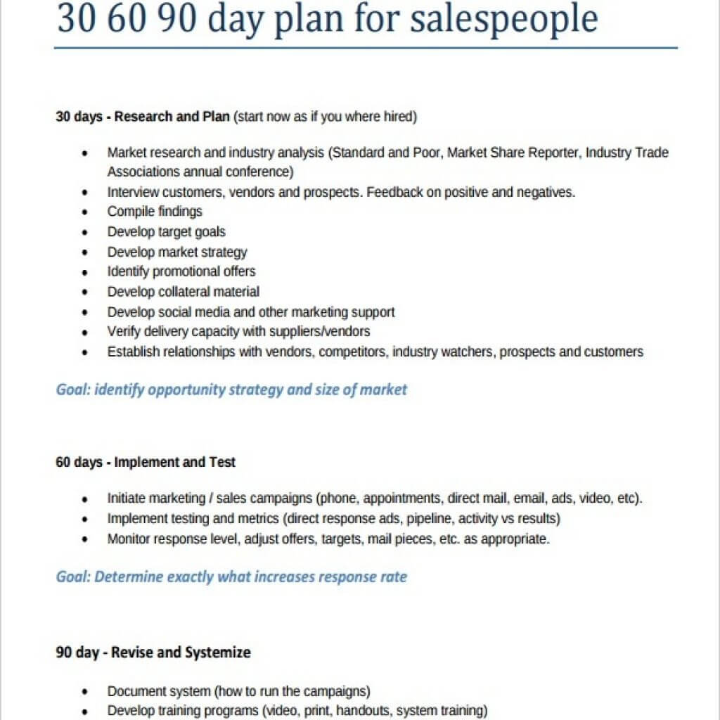 Day Action Plan Template Free Sample Example Business For Regarding 30 60 90 Day Plan Template Word