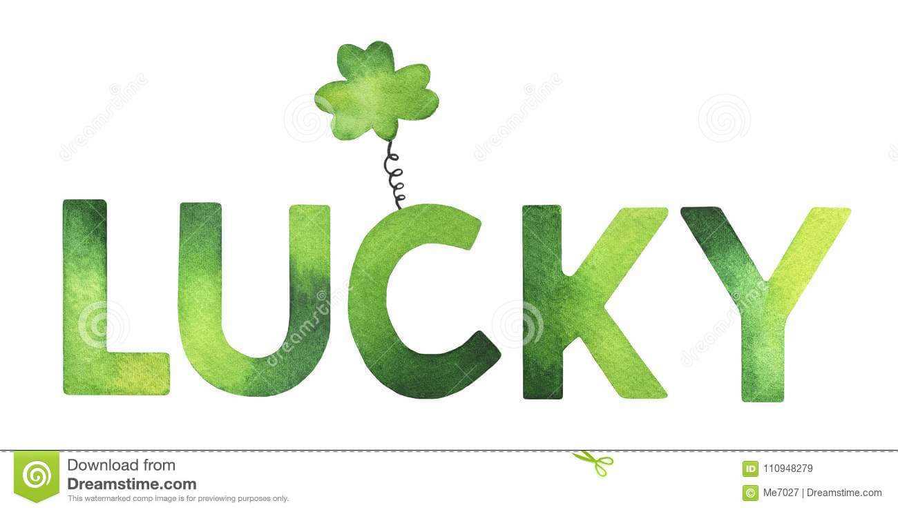 Decorative Word `lucky` With Cute Clover Symbol. Stock Intended For Good Luck Banner Template