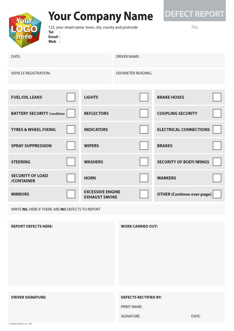 Defect Report Template Artwork For Carbonless Ncr Print From Throughout Ncr Report Template