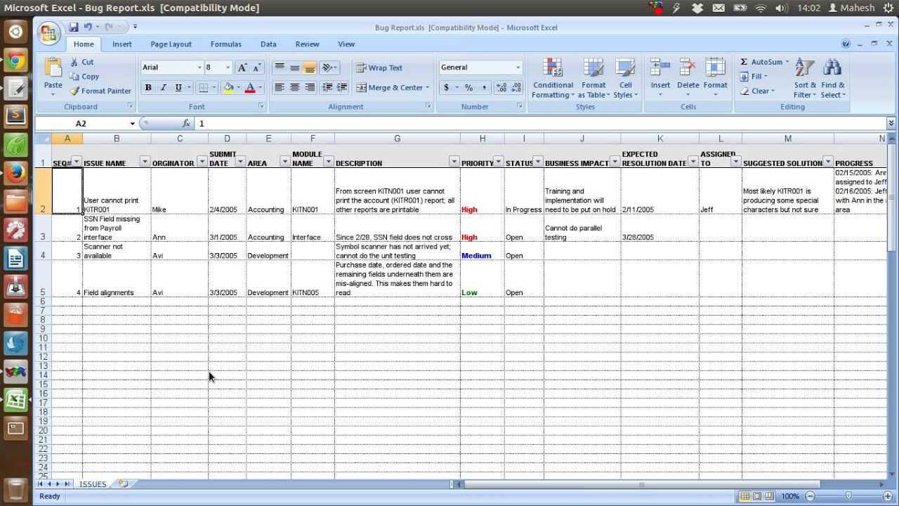 Defect Tracking Template Xls Inside Software Test Report Template Xls