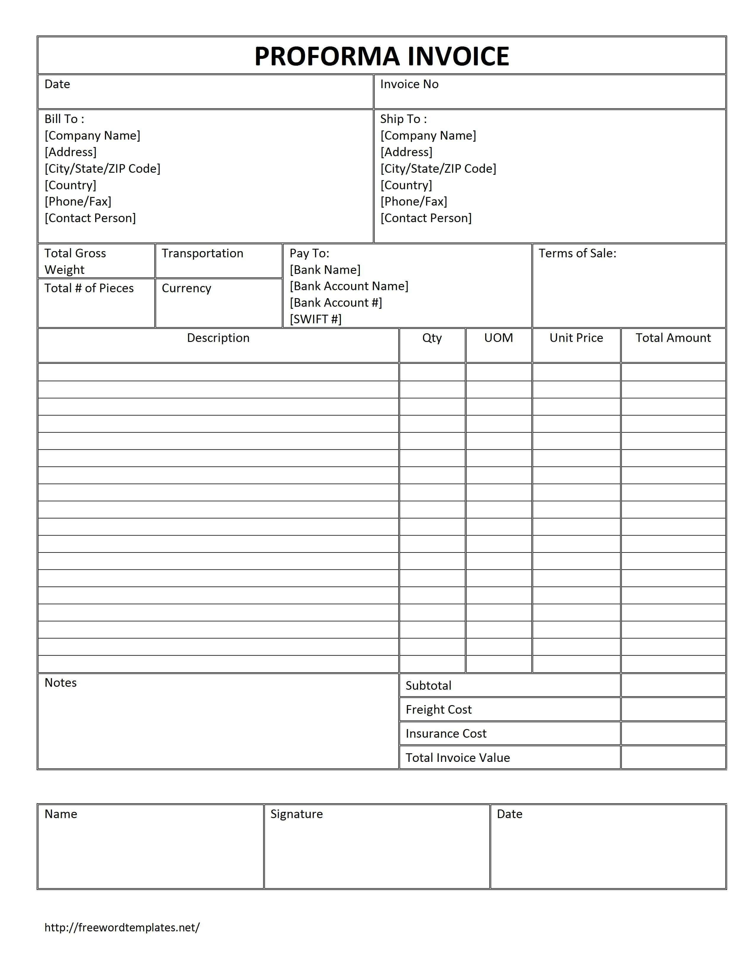 Definition Proforma Invoice Invoice Template Free 2016 Pertaining To Free Proforma Invoice Template Word