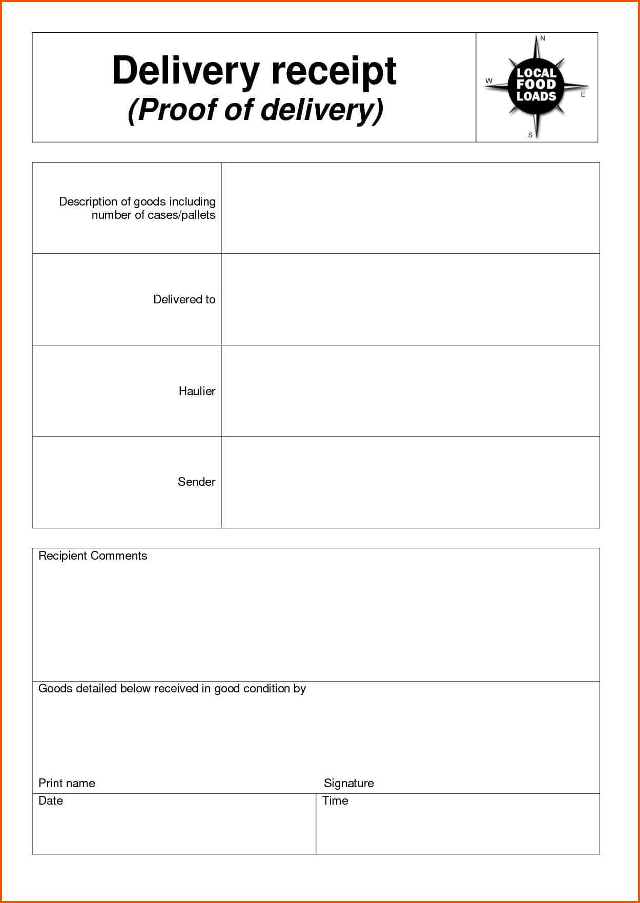 Delivery Document Receipt Template Sample As A Proof Of Pertaining To Proof Of Delivery Template Word