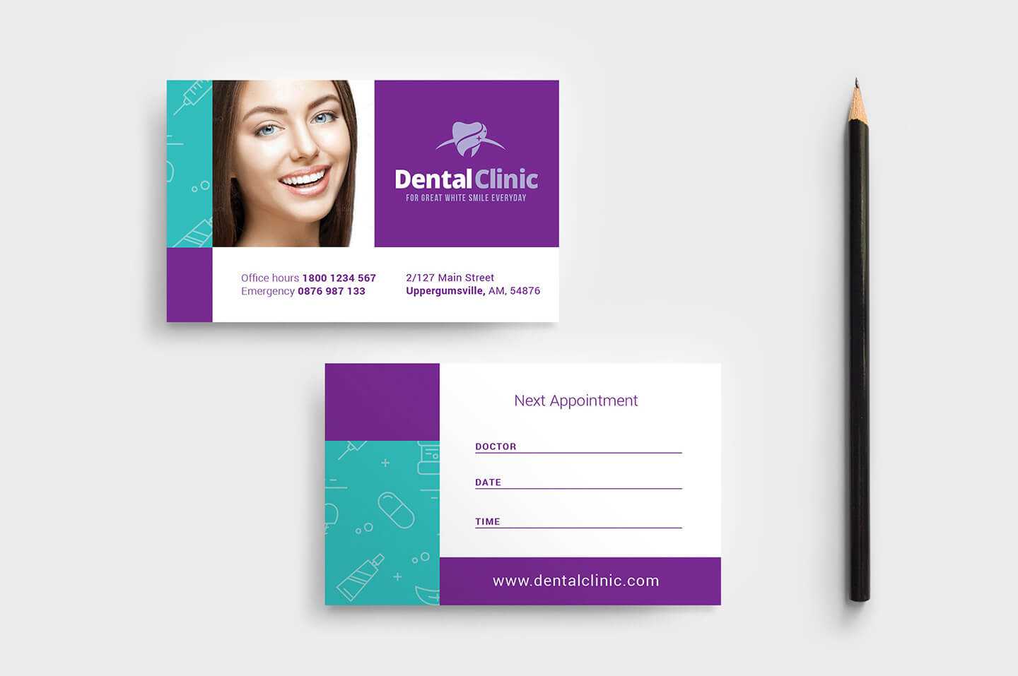 Dental Clinic Appointment Card Template In Psd, Ai & Vector Regarding Dentist Appointment Card Template