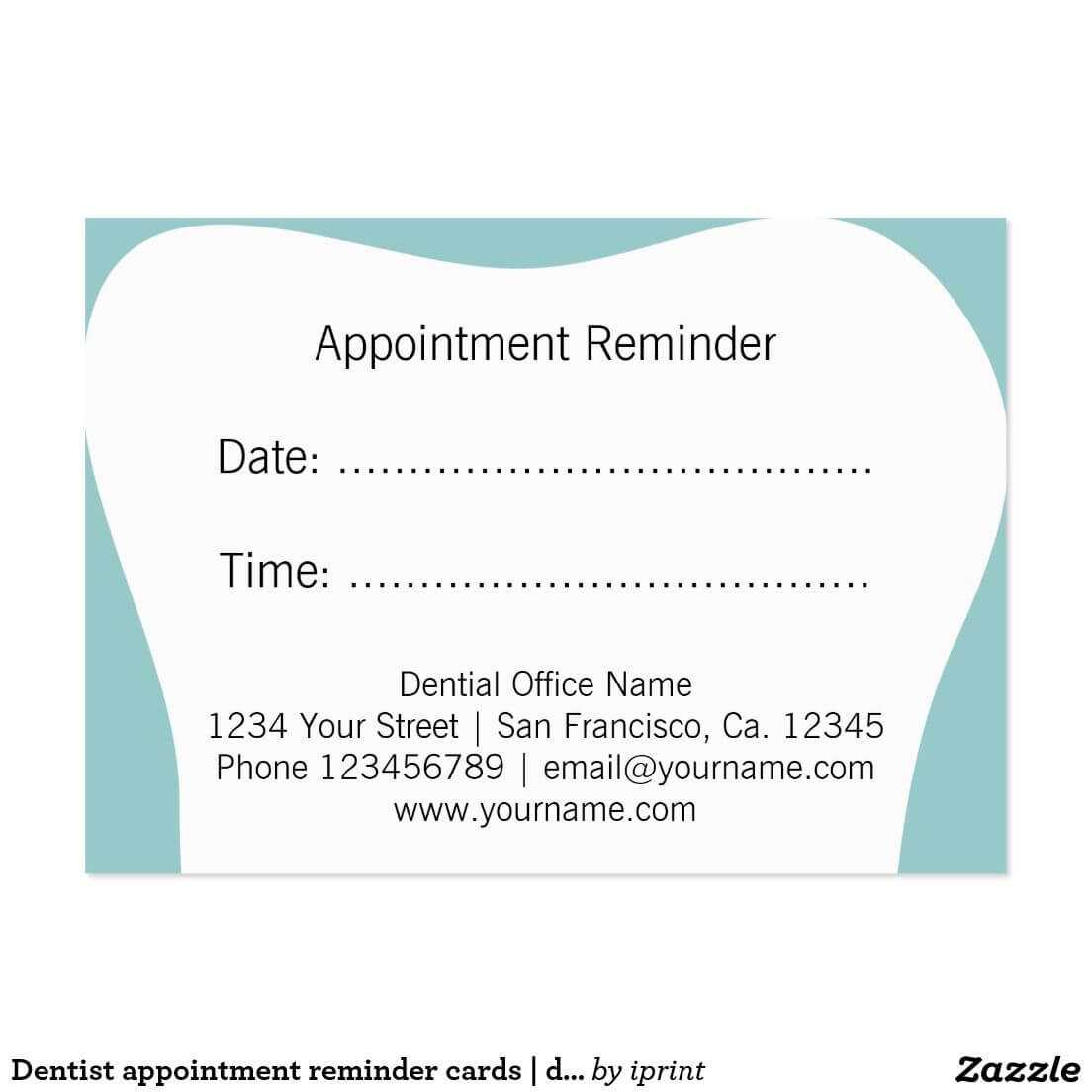 Dentist Appointment Reminder Cards | Dental Office | Zazzle Intended For Dentist Appointment Card Template