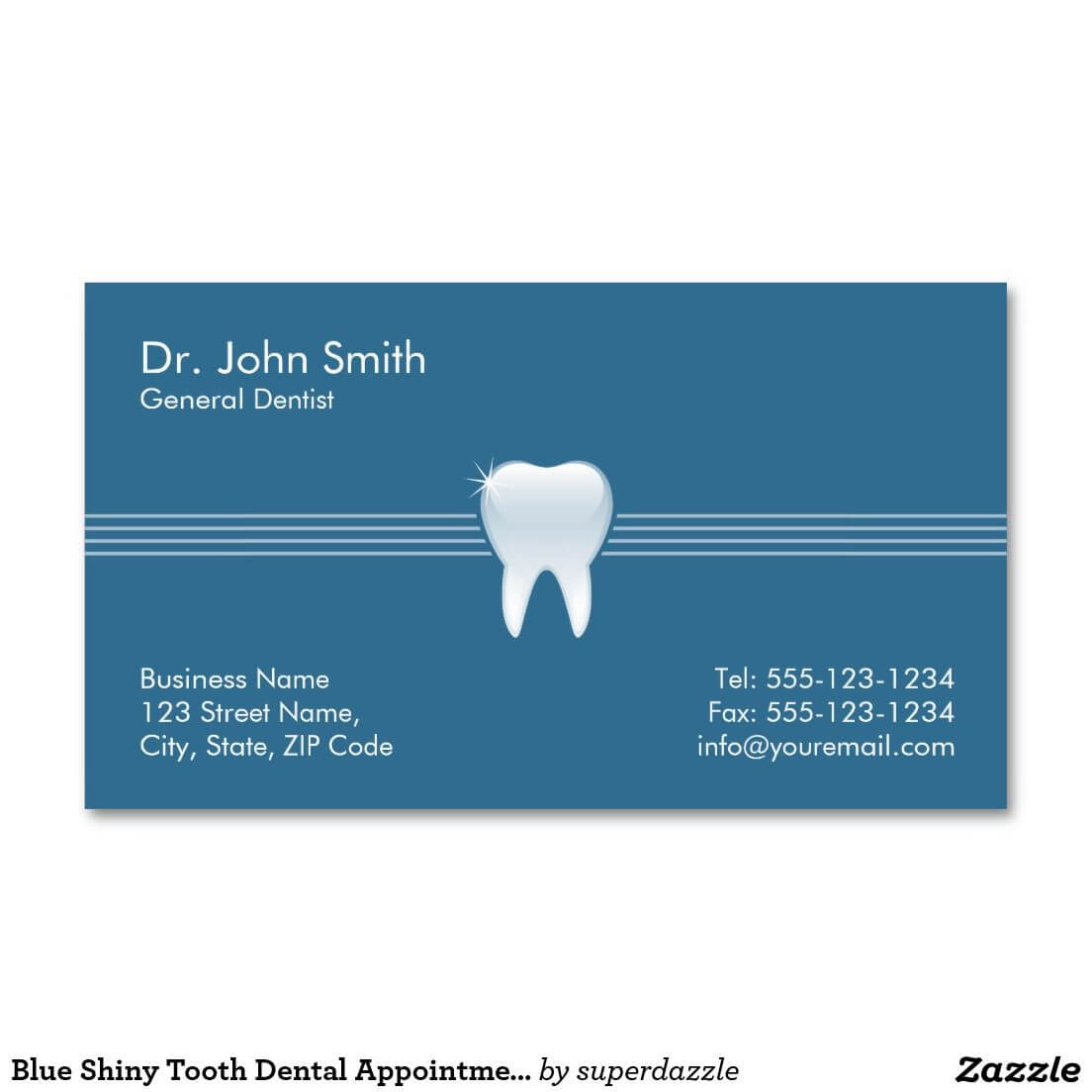 Dentist Blue Shiny Tooth Dental Appointment | Zazzle Throughout Dentist Appointment Card Template