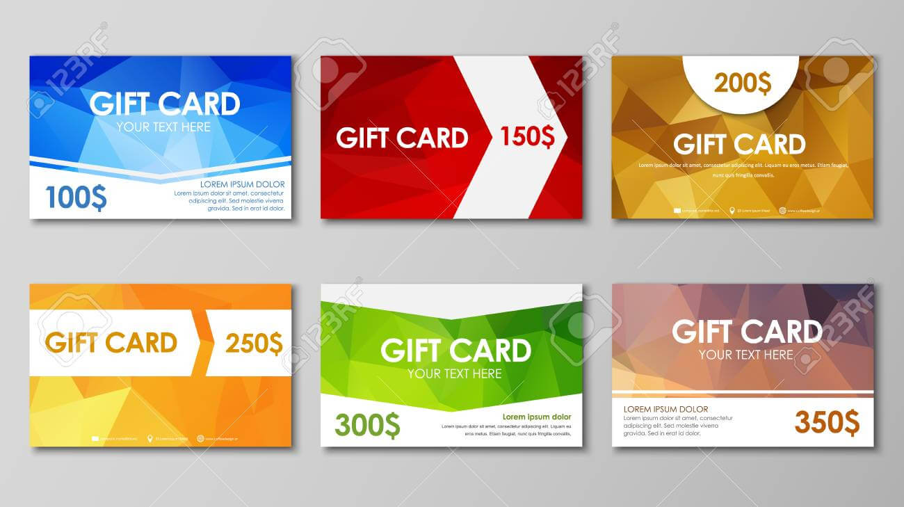 Design Of Colored Polygonal Gift Cards. Templates Of Different.. Inside Advertising Cards Templates