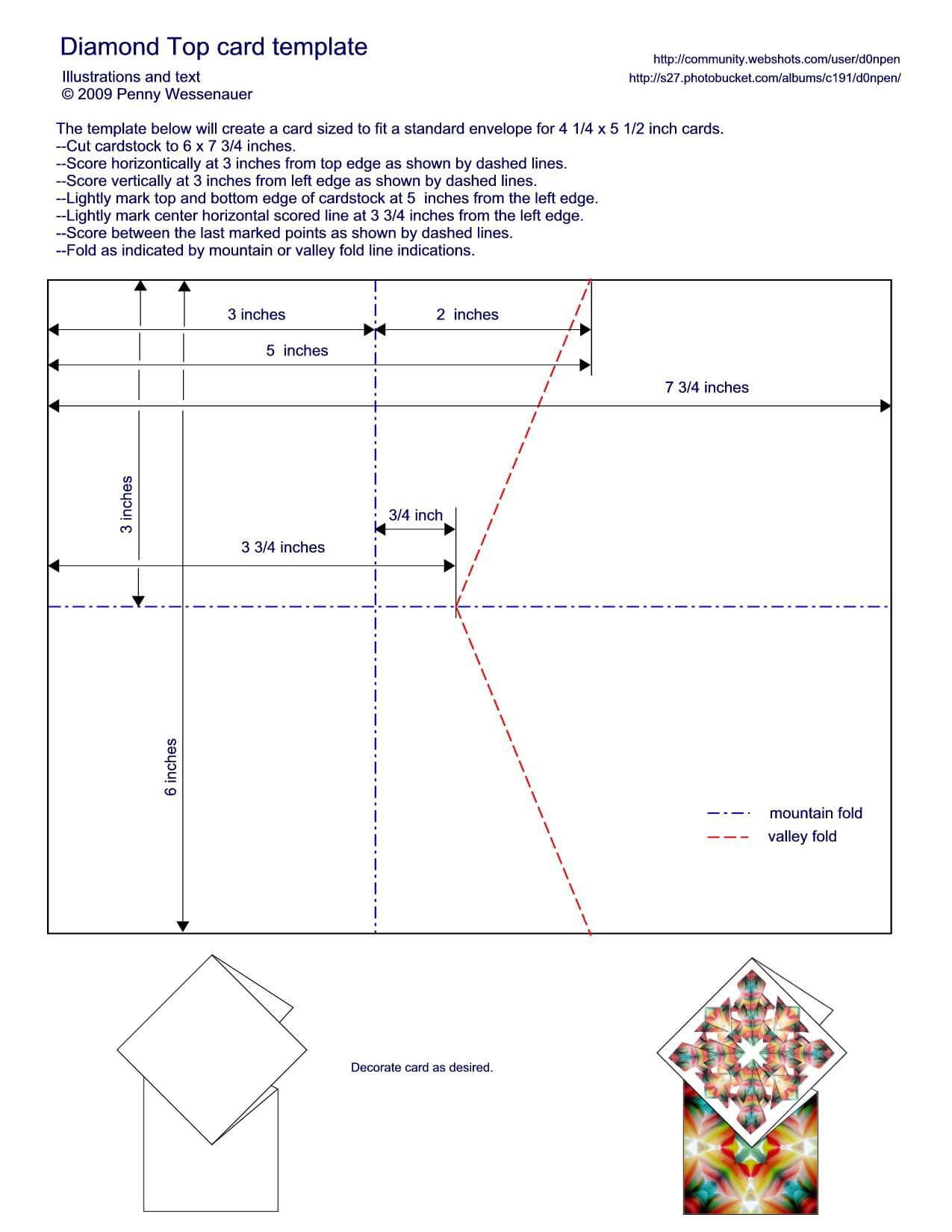 Diamond Topped Card Template – To Fit A Standard A2 Card Pertaining To A2 Card Template