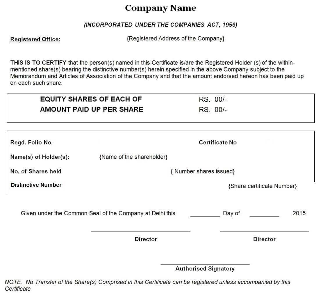 Difference Between Share Certificate And Share Warrant With Template Of Share Certificate