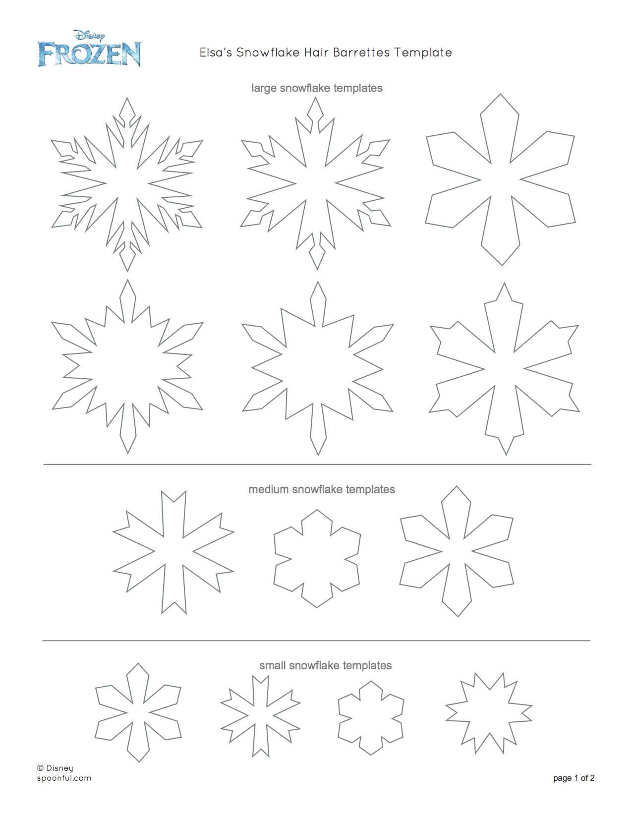 Disney Frozen Elsa Snowflake Hair Barrettes Printable 0813 For Blank Snowflake Template