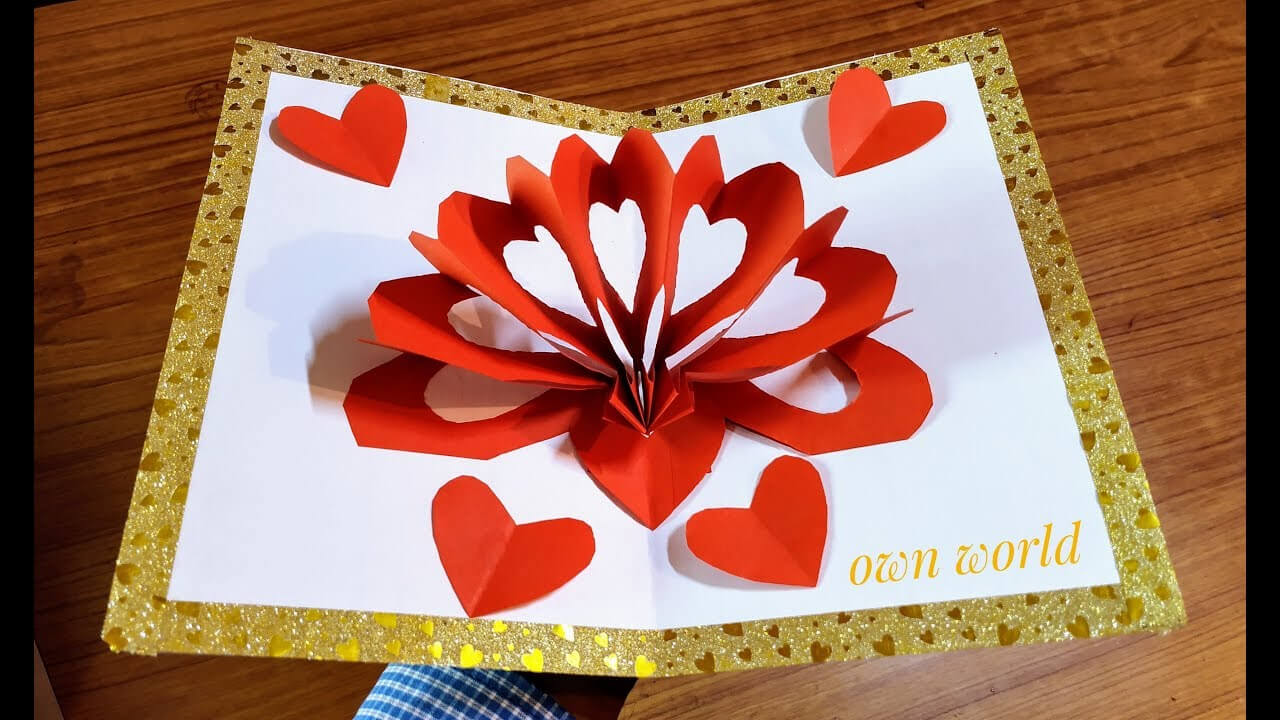 Diy 3D Heart ❤️ Pop Up Card | Valentine Pop Up Card In 3D Heart Pop Up Card Template Pdf