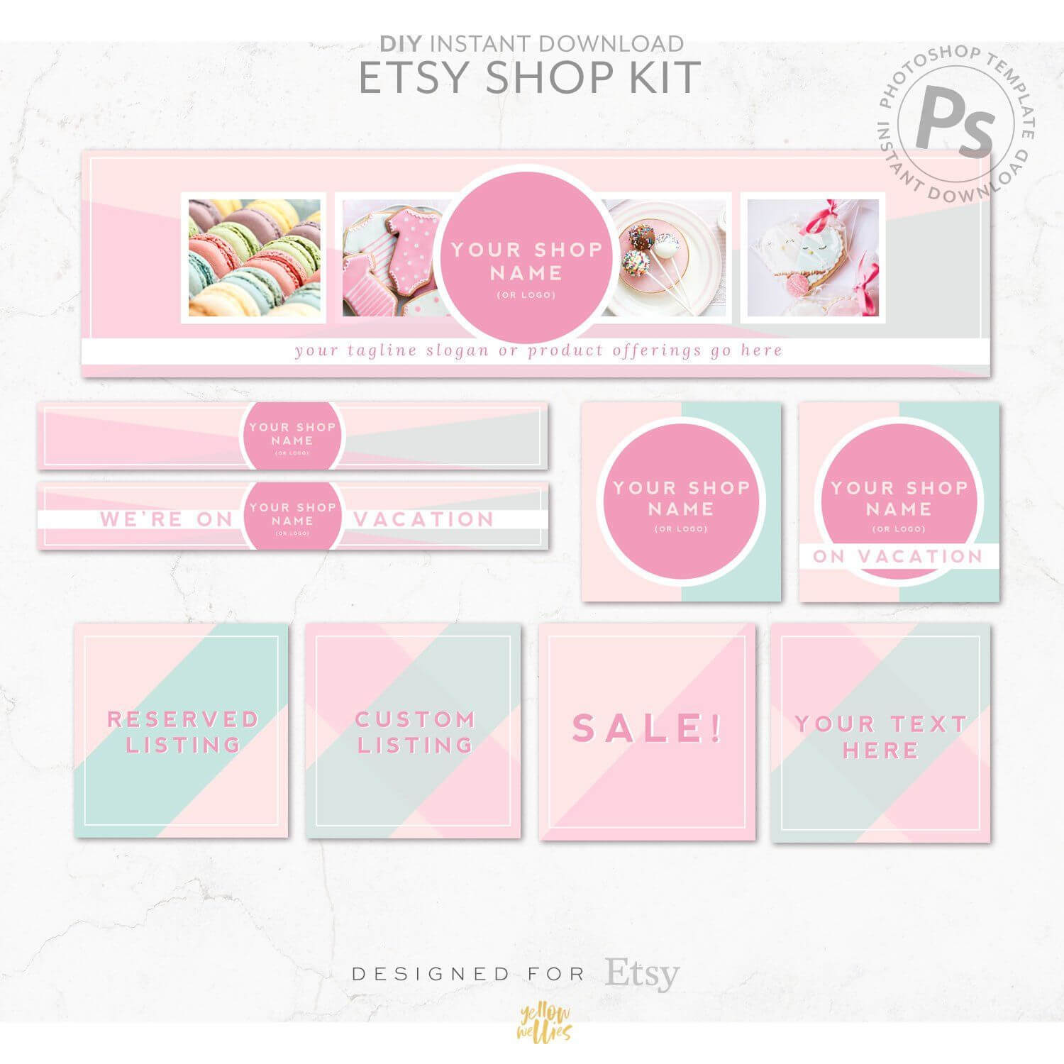 Diy Editable Etsy Shop Graphic Bundle Kit | Etsy Banner With Etsy Banner Template